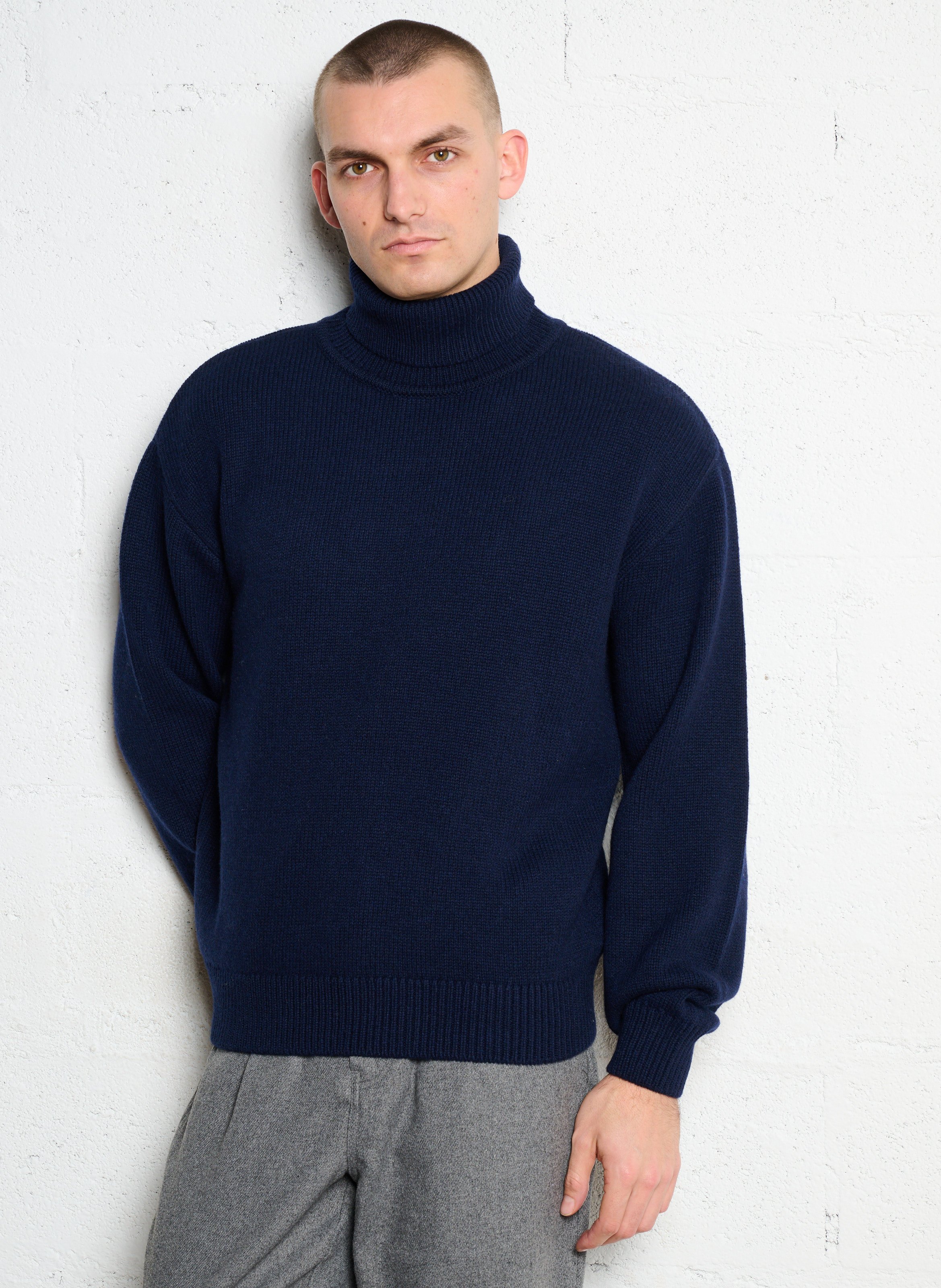 Gerader Rollkragenpullover aus recycelter Wolle COLORFUL STANDARD Blau