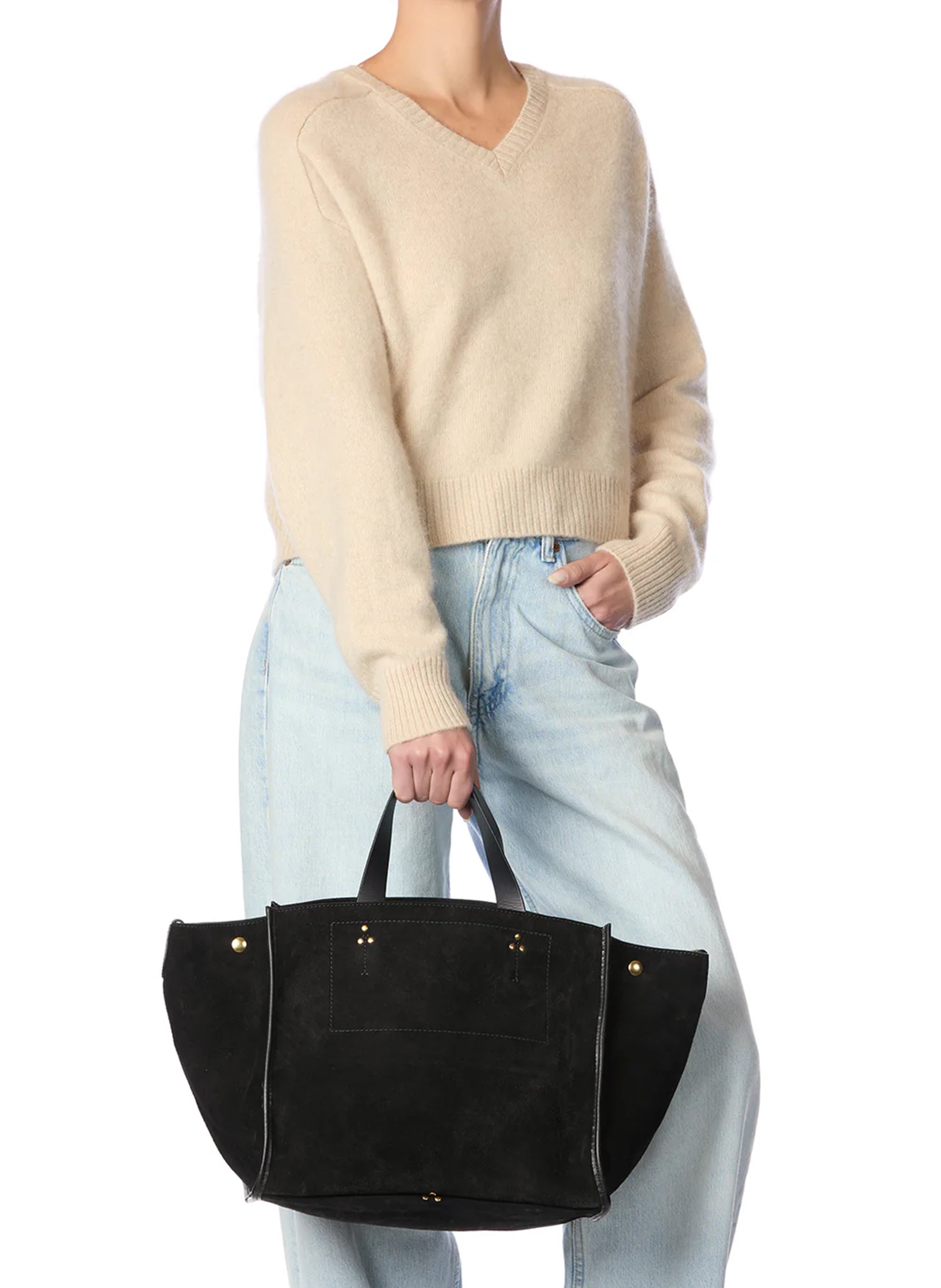 Sac cabas en cuir velours JEROME DREYFUSS Noir