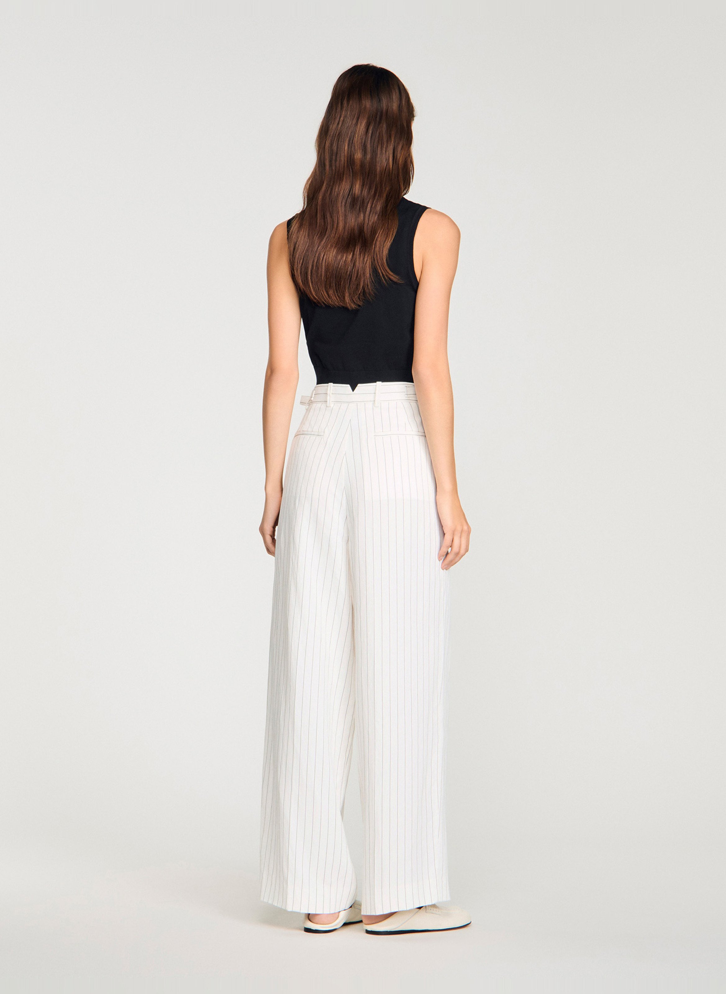 Rechte broek met strepen  SANDRO Wit