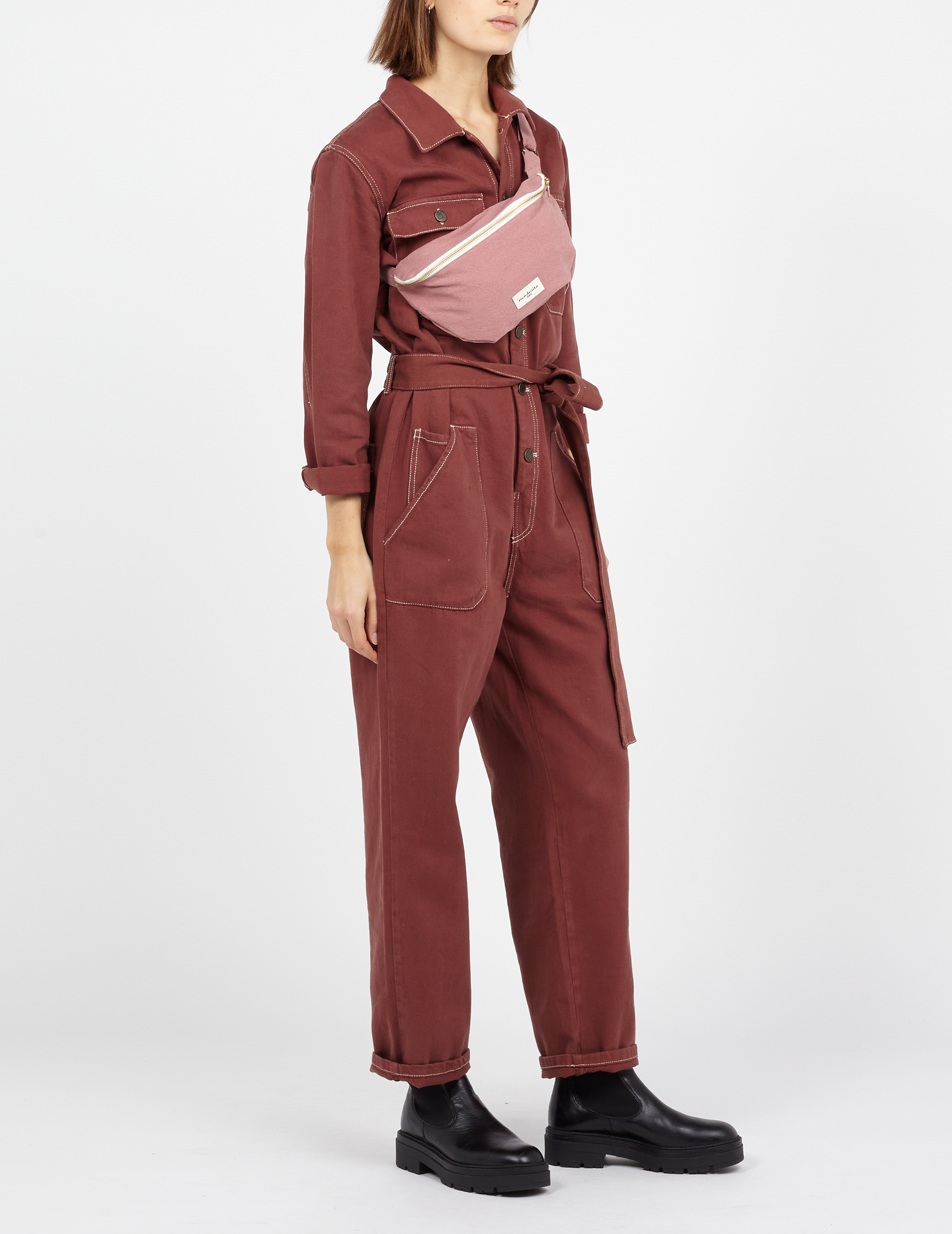 Zipped recycled cotton waist bag RIVEDROITE PARIS Pink