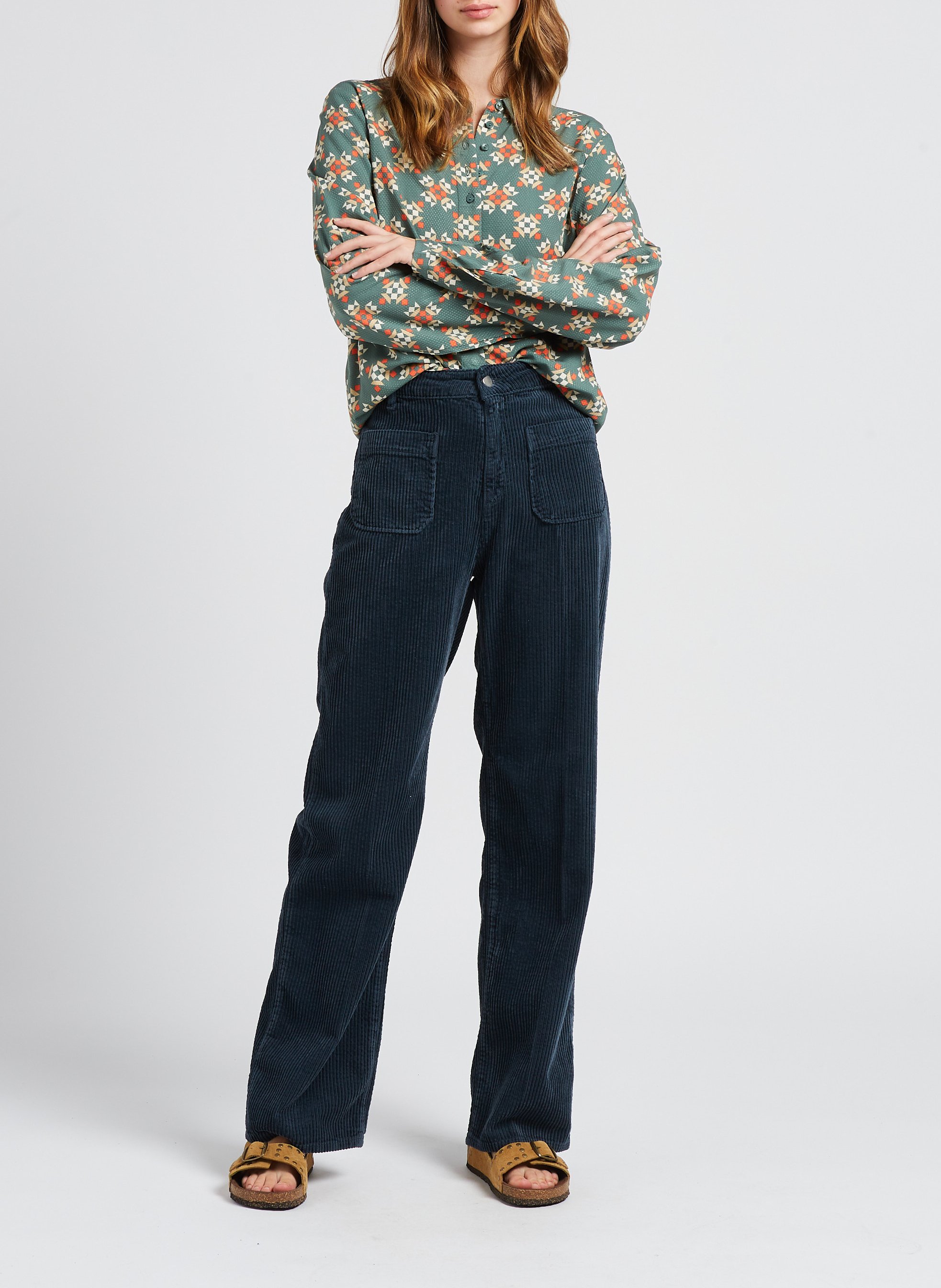 Rechte blouse van viscose met print VILA Groen