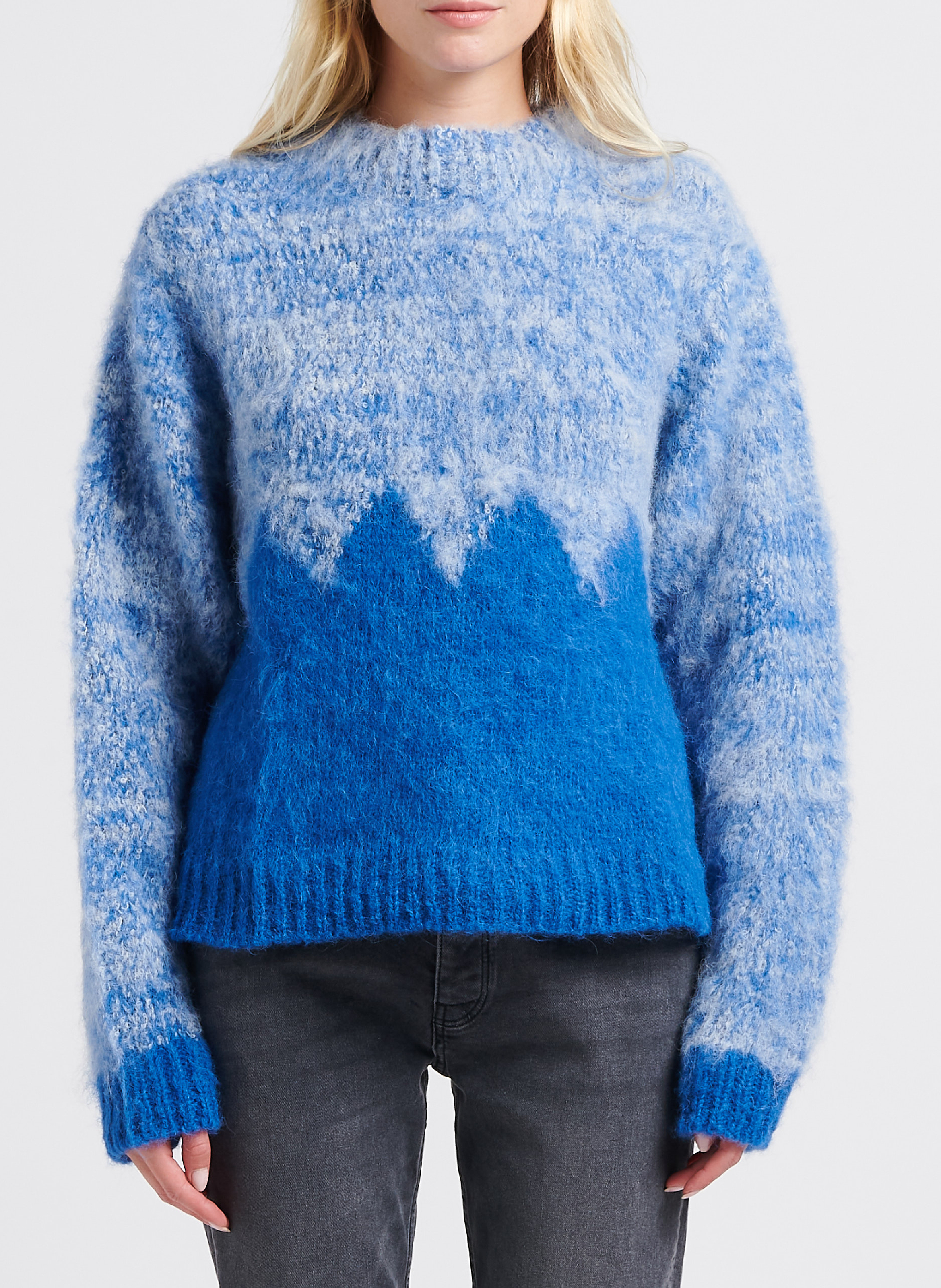 Jacquard-Rundhalspullover aus Alpaka STELLA PARDO Blau