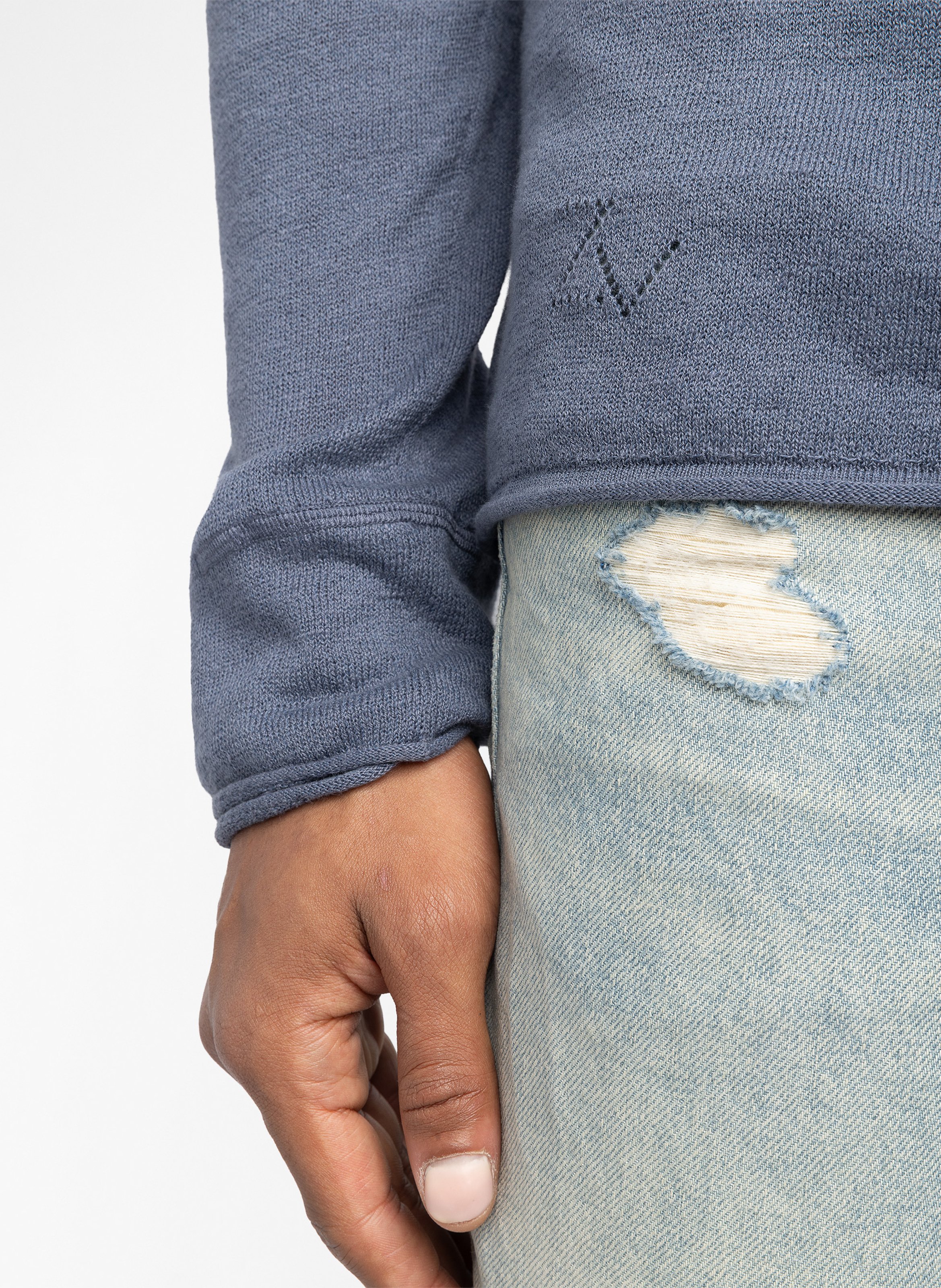 <p>Straight fit round neck top in linen and cotton blend</p> ZADIG&VOLTAIRE Blue