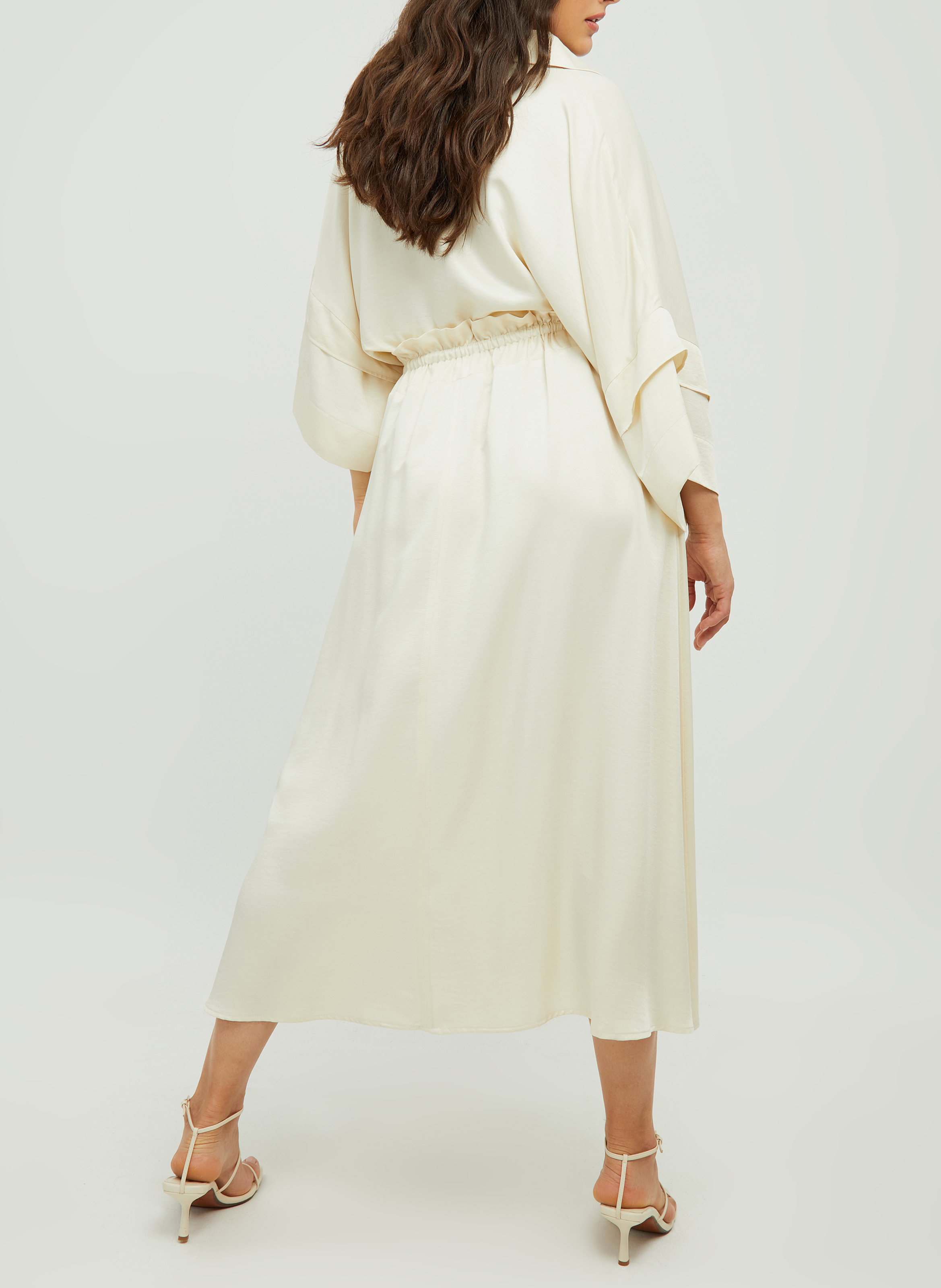 Long satin-effect skirt MAT FASHION Beige