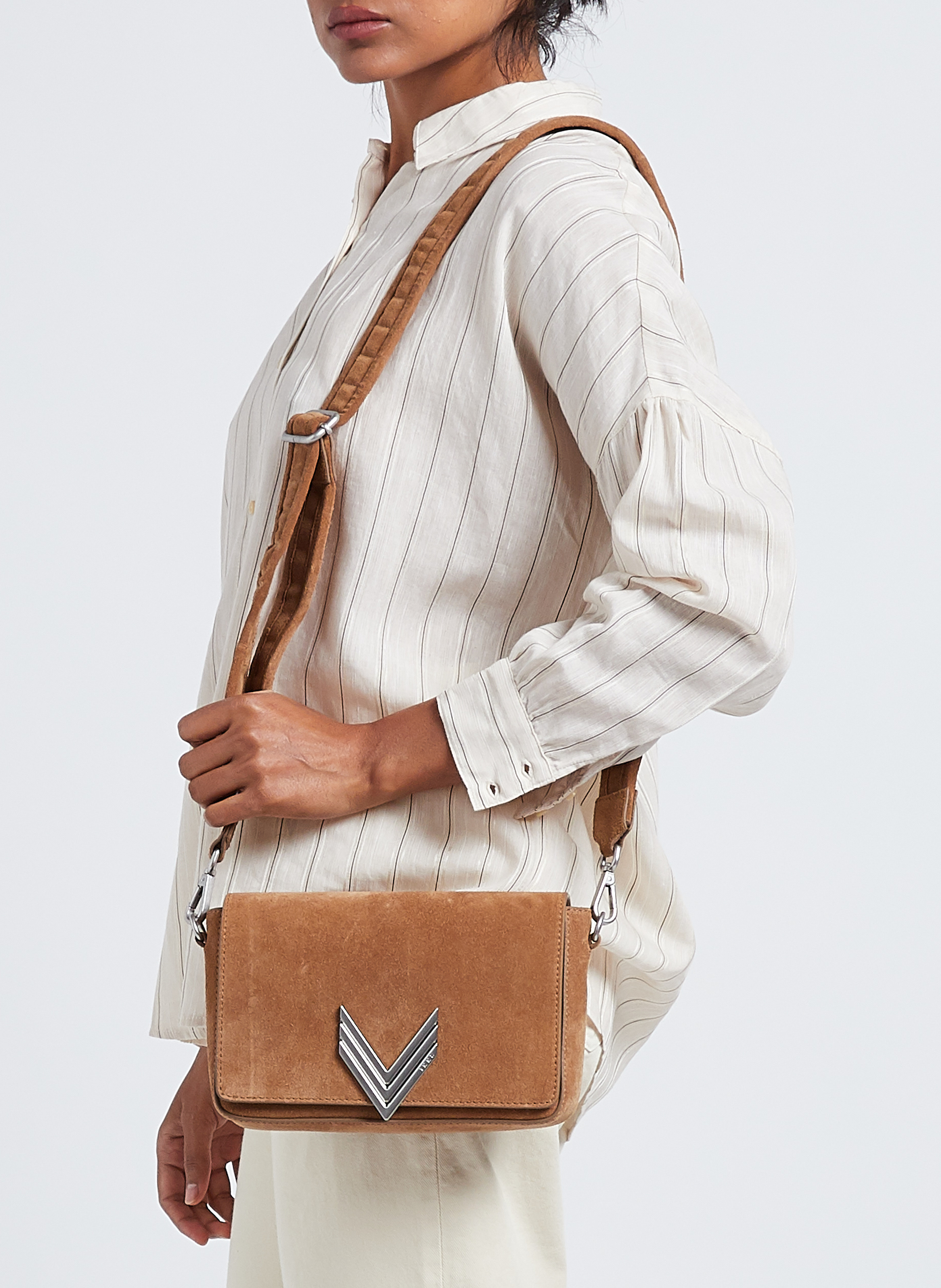 Gesteppte Umhängetasche aus Leder IKKS Braun