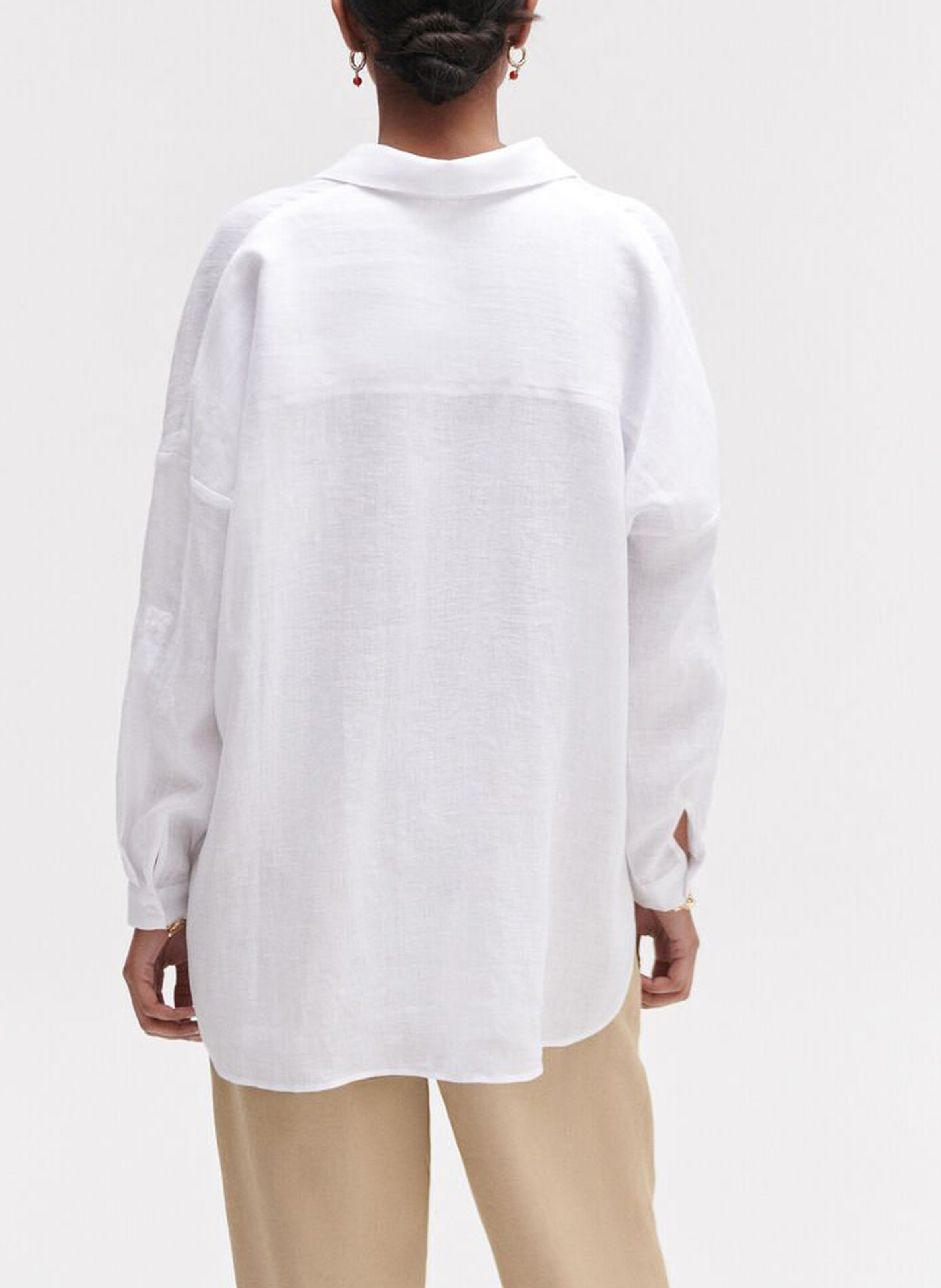 Leinenbluse mit klassischem Kragen CAROLL Weiss