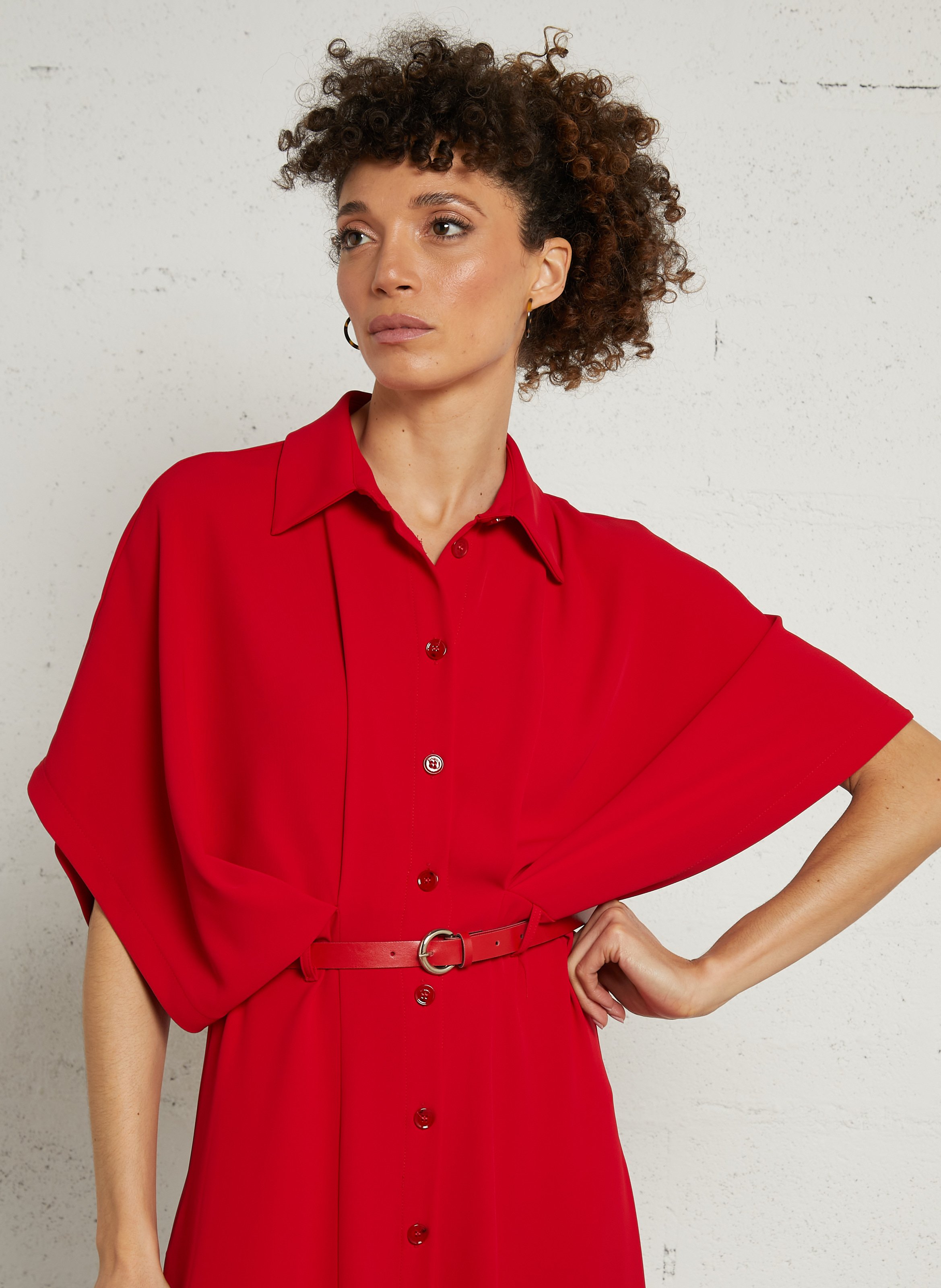 Long dress with classic collar IMPERIAL Red