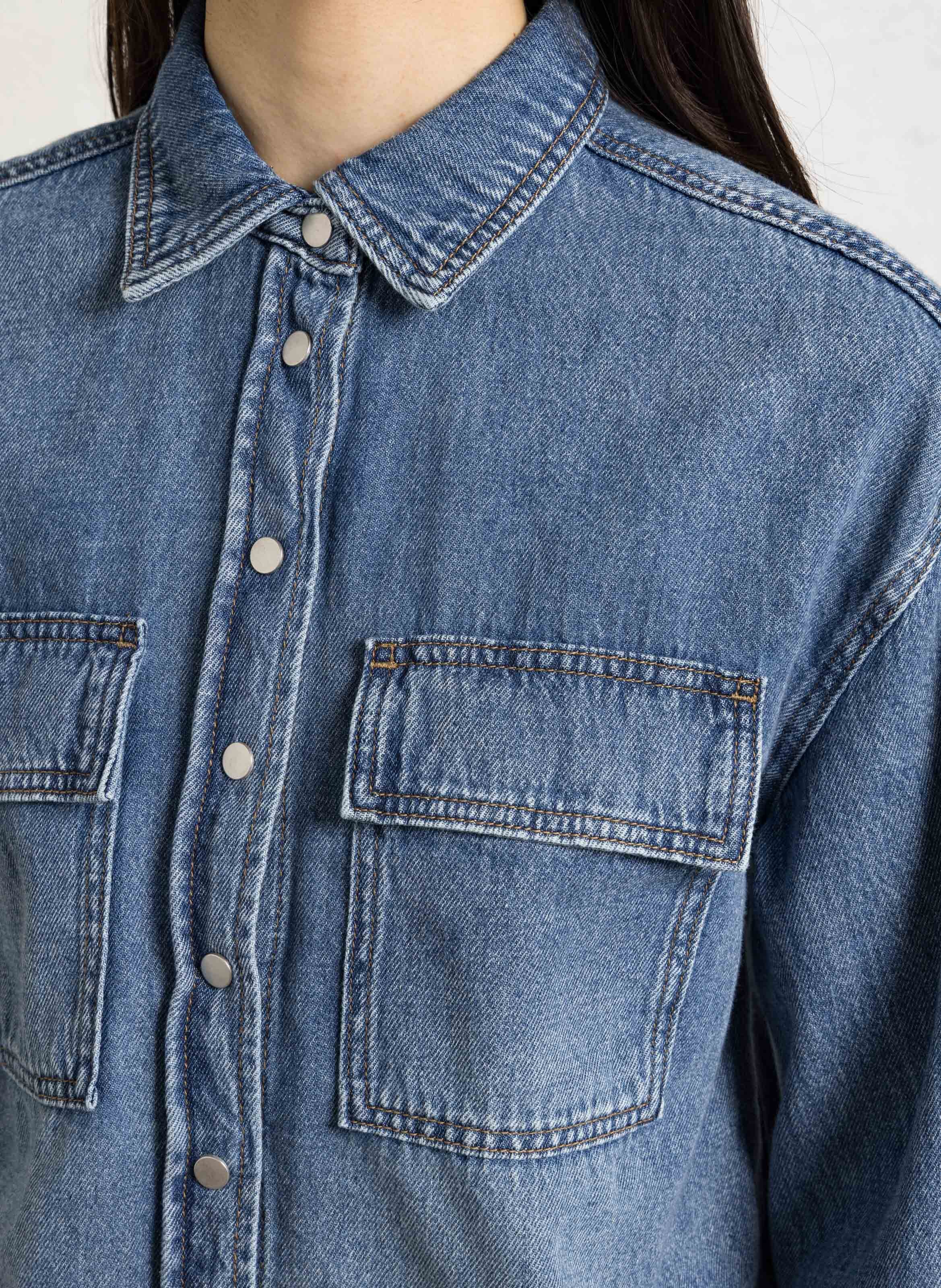 Oversized short cotton shirt MAISON 123 Blue