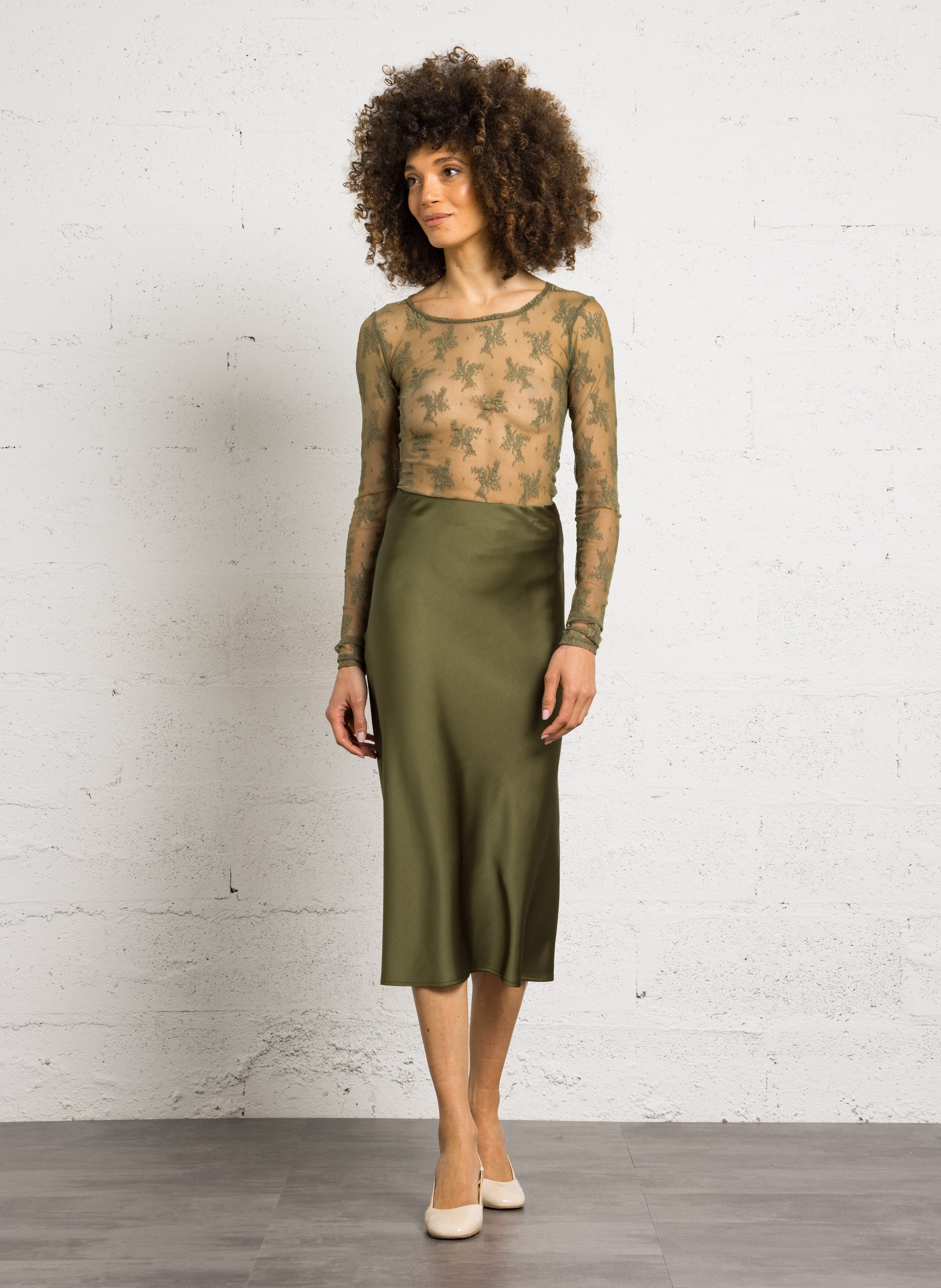 Kurzer, satinierter Rock IMPERIAL Grun