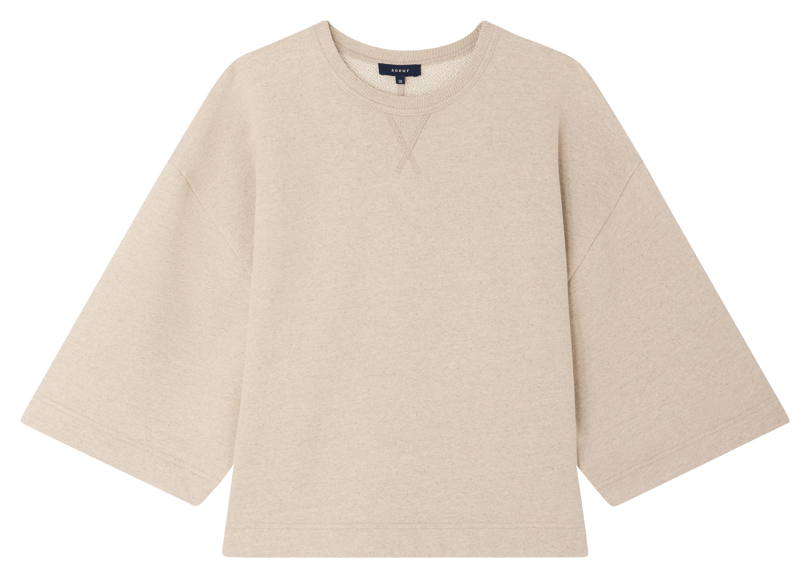 Oversized round neck sweatshirt in cotton and linen SOEUR Beige