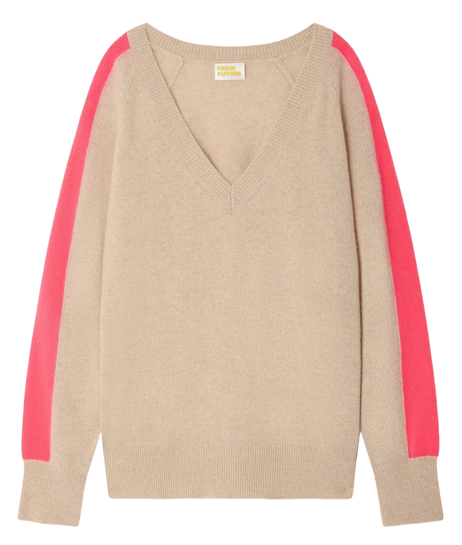 Pull oversize col V en cachemire Beige