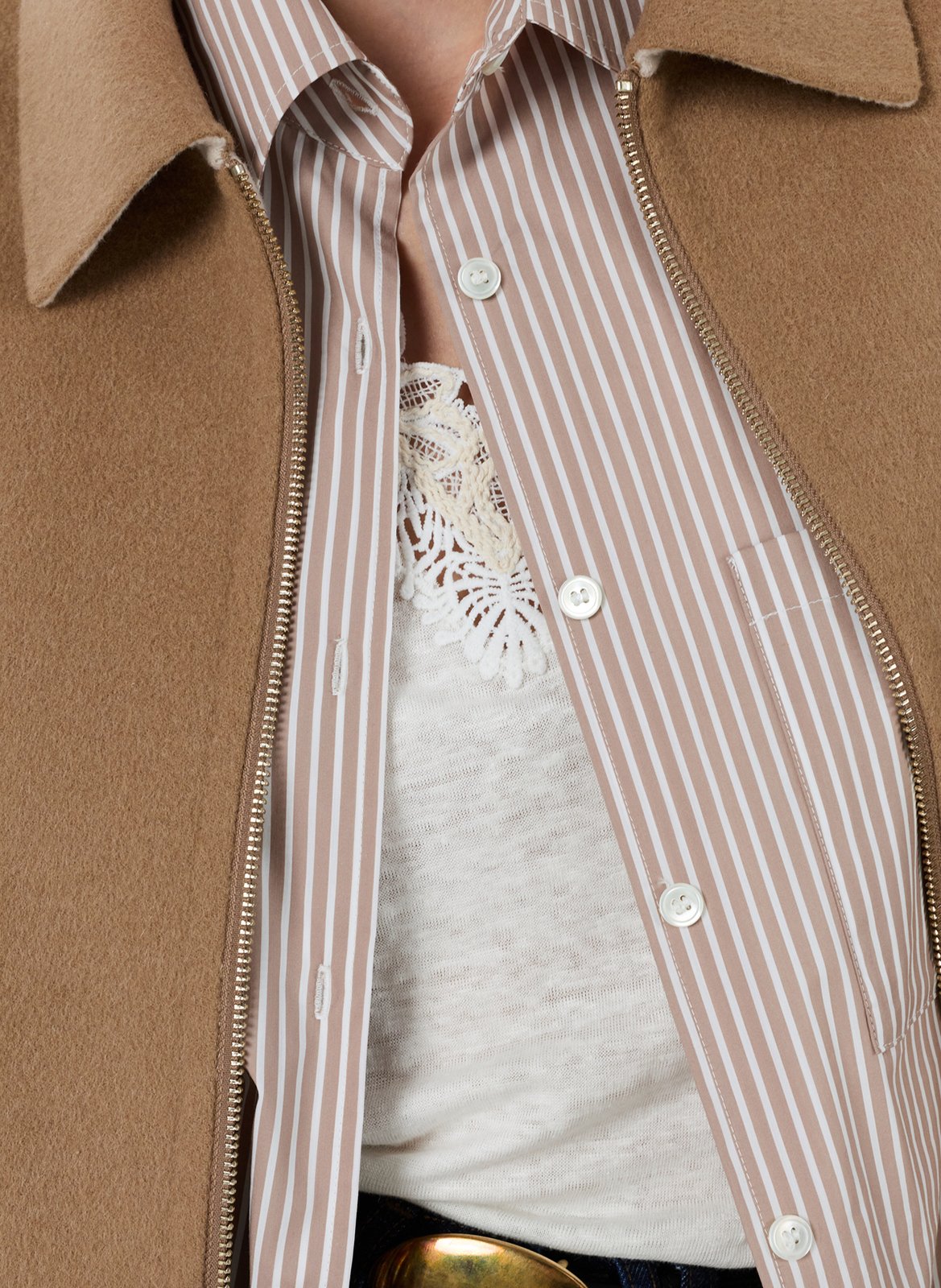 Manteau col classique réversible en laine GERARD DAREL Marron