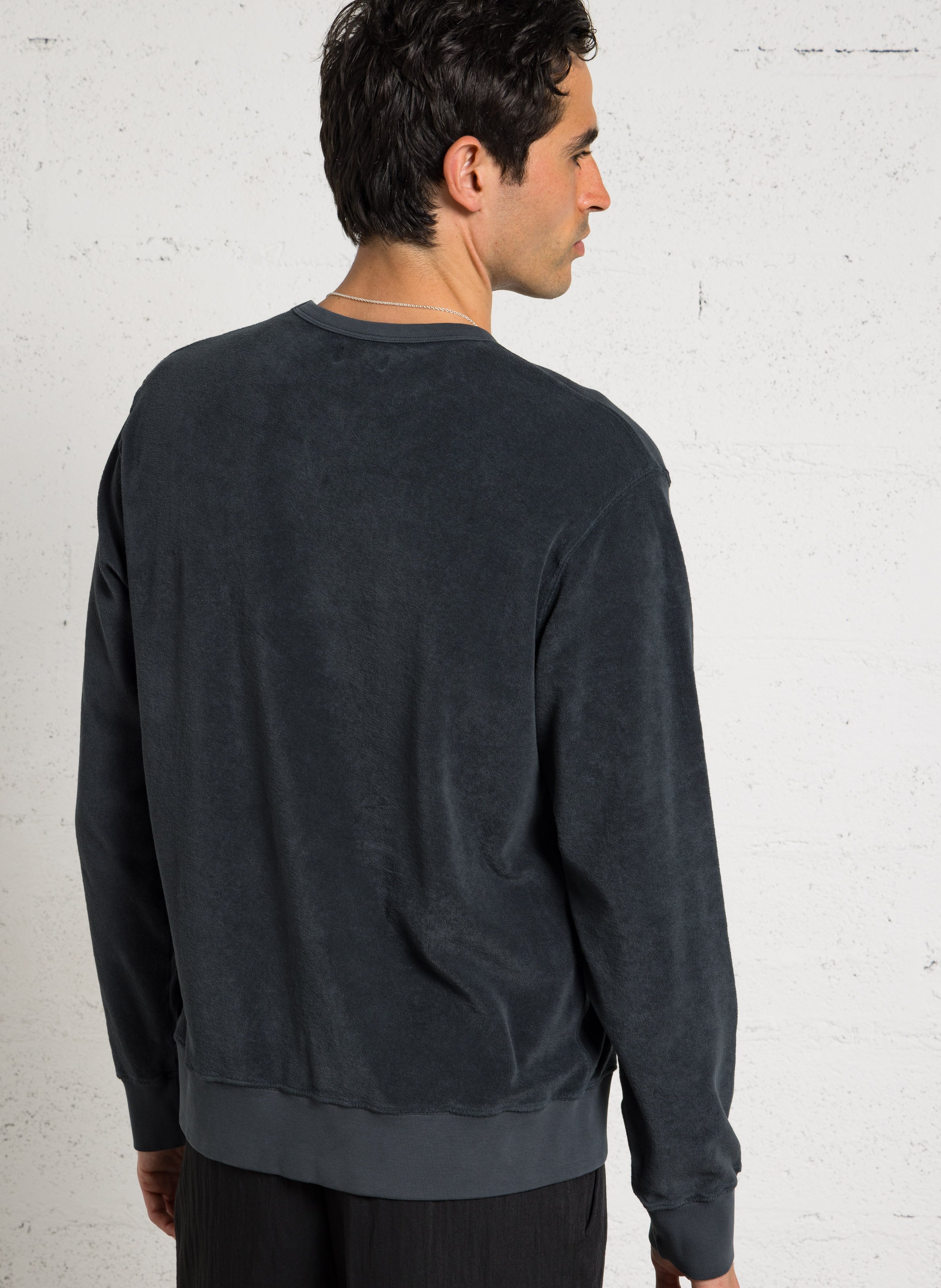 Sweat large uni en maille éponge HARTFORD Bleu