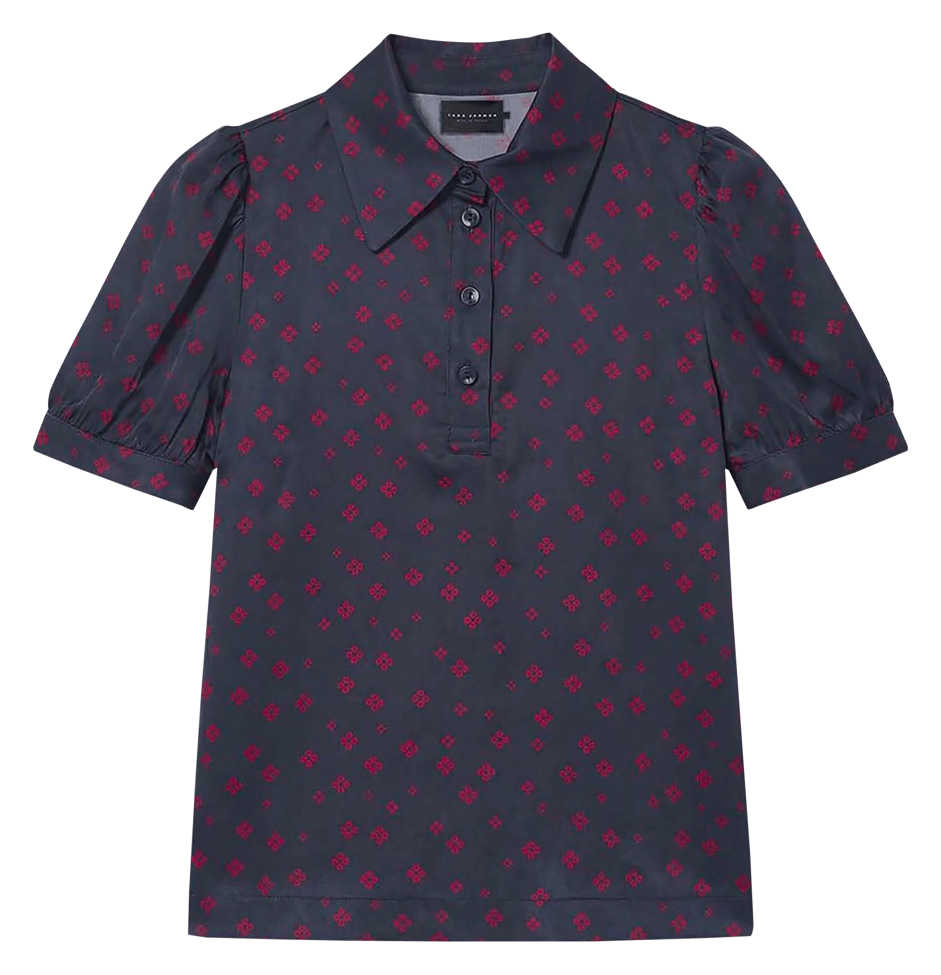 Polo satiné à motif trèfles TARA JARMON Bleu