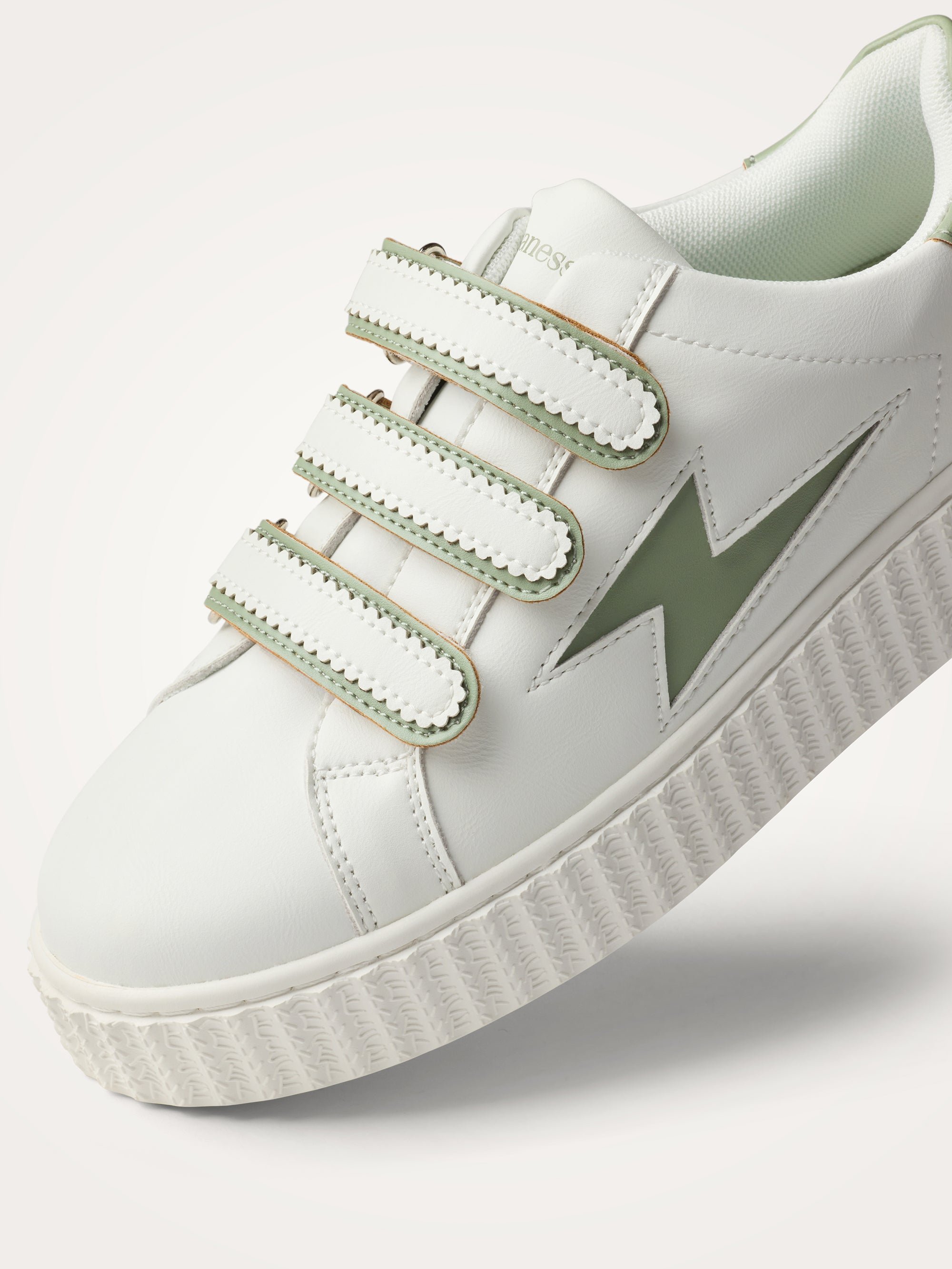 Low sneakers with scalloped Velcro straps Khaki