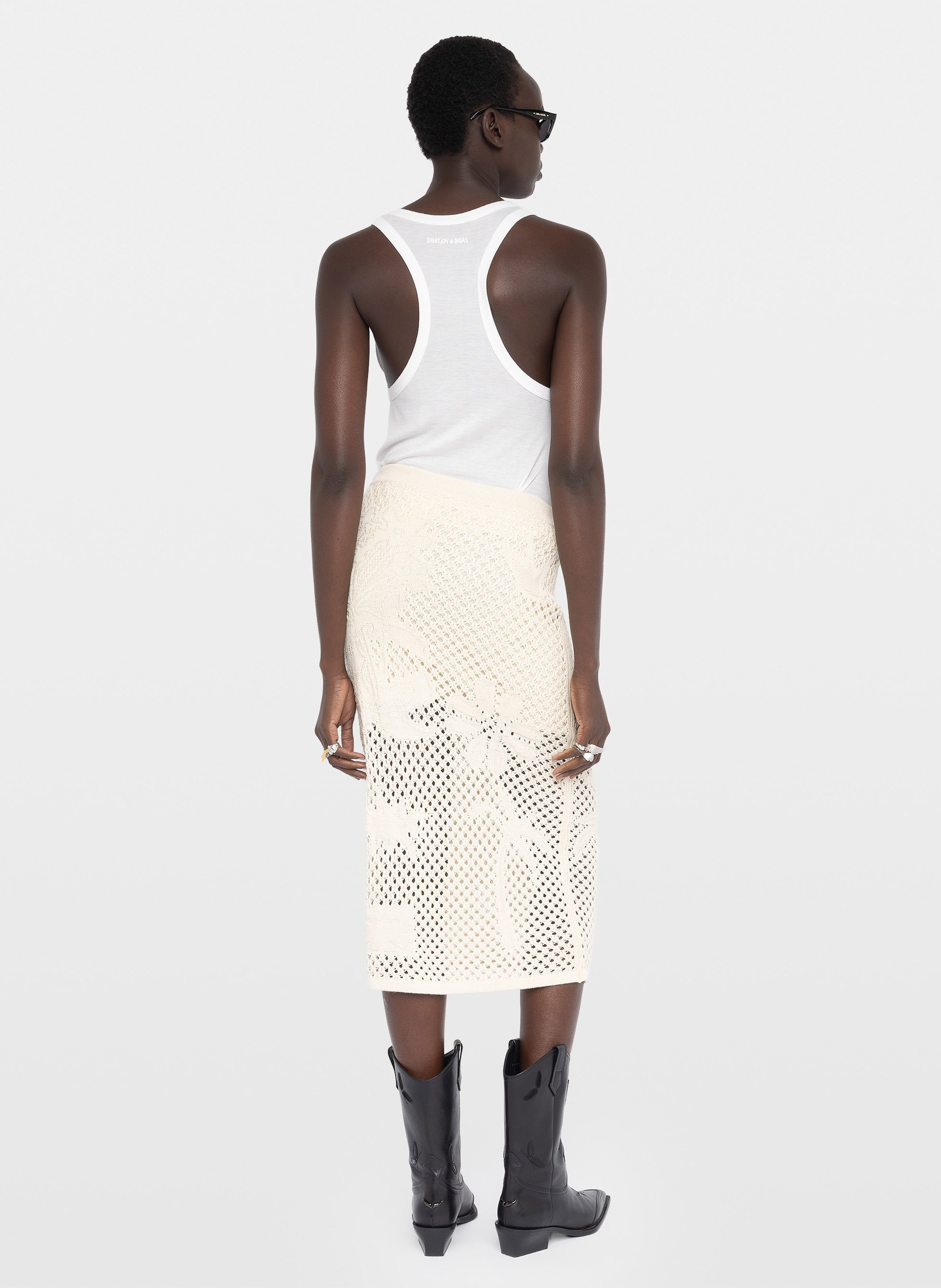 Jupe midi en crochet avec jacquard ZADIG&VOLTAIRE Blanc