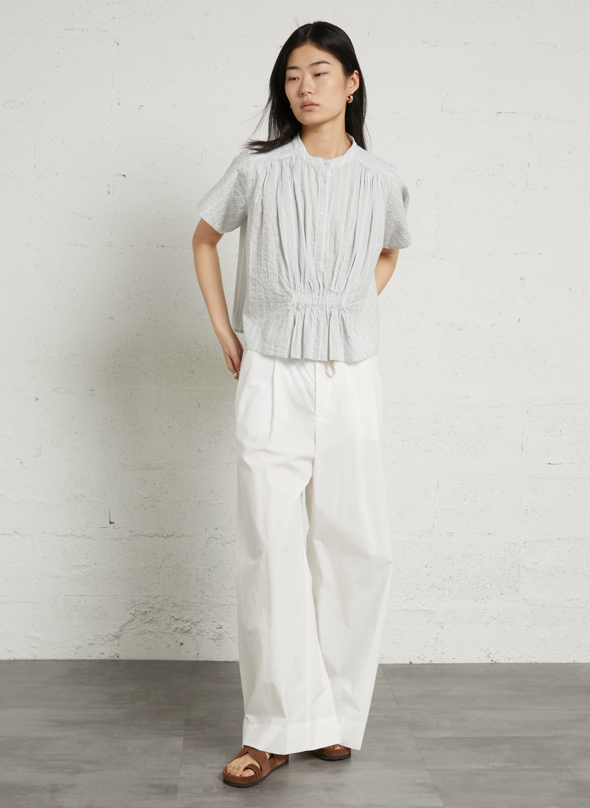 Round-neck cotton blouse BELLEPIECE Blue