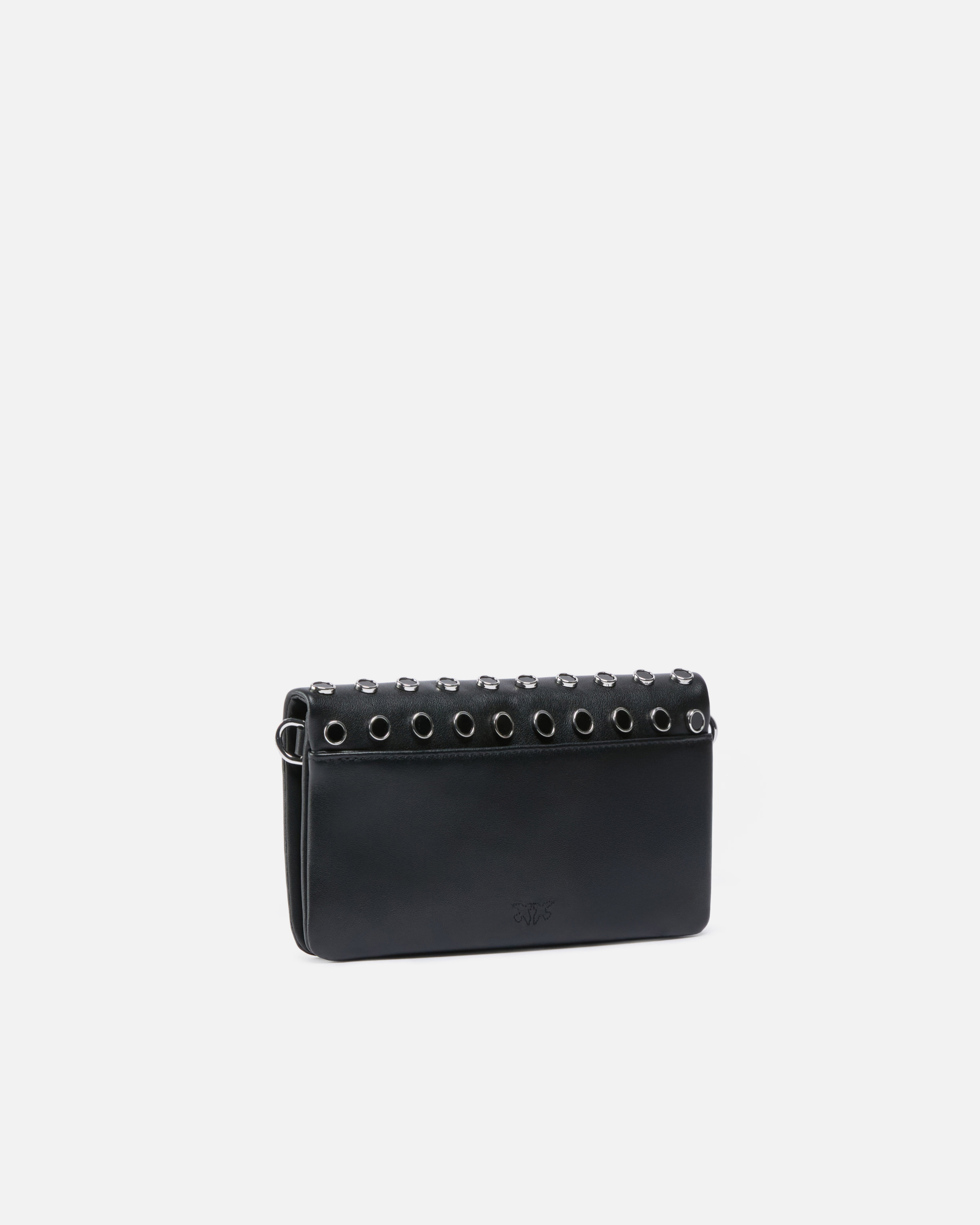Petite pochette à bandoulière love bag click soft horizontal mini en cuir clouté PINKO Noir