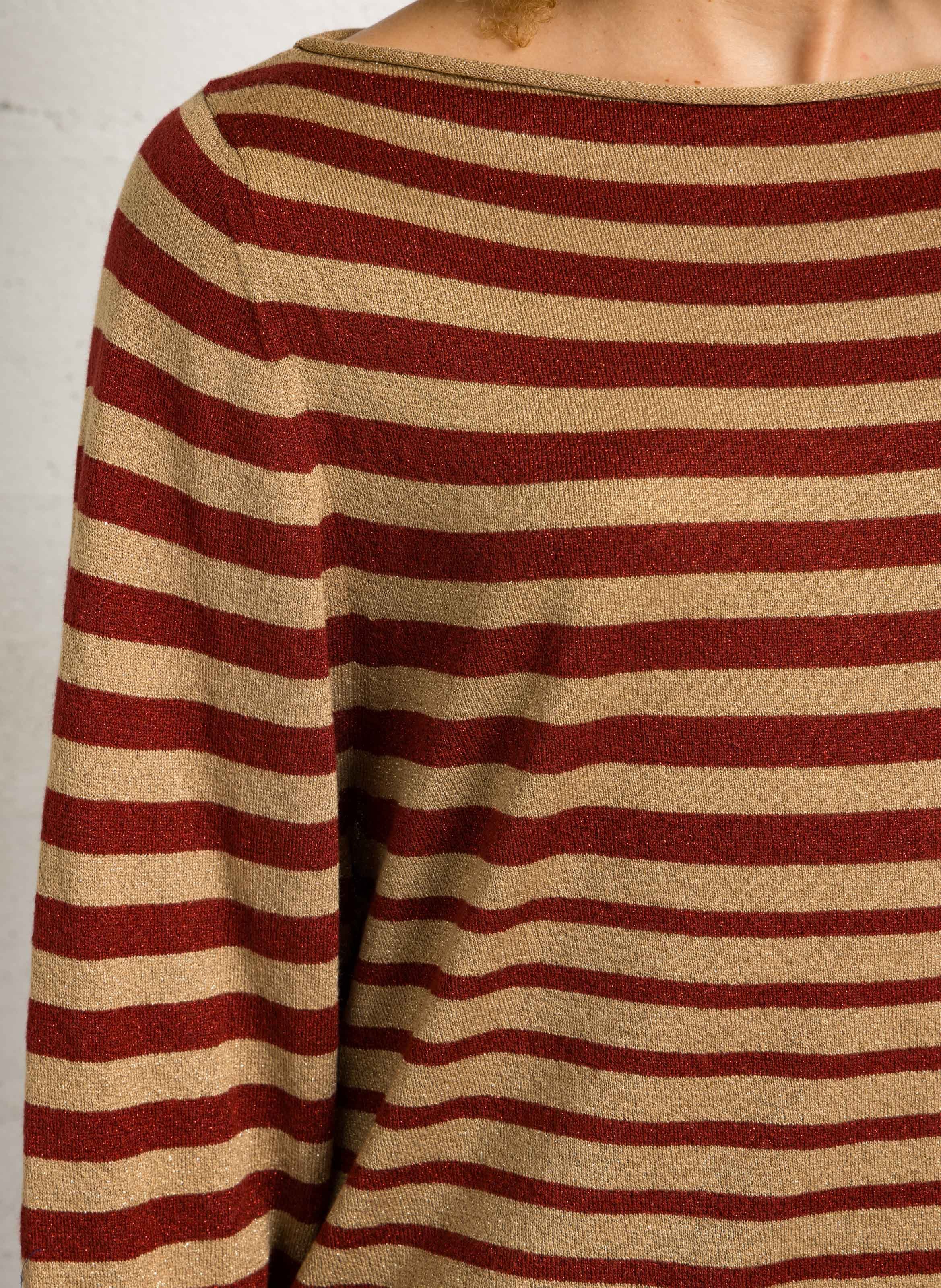 Pull droit à rayures LEON & HARPER Marron