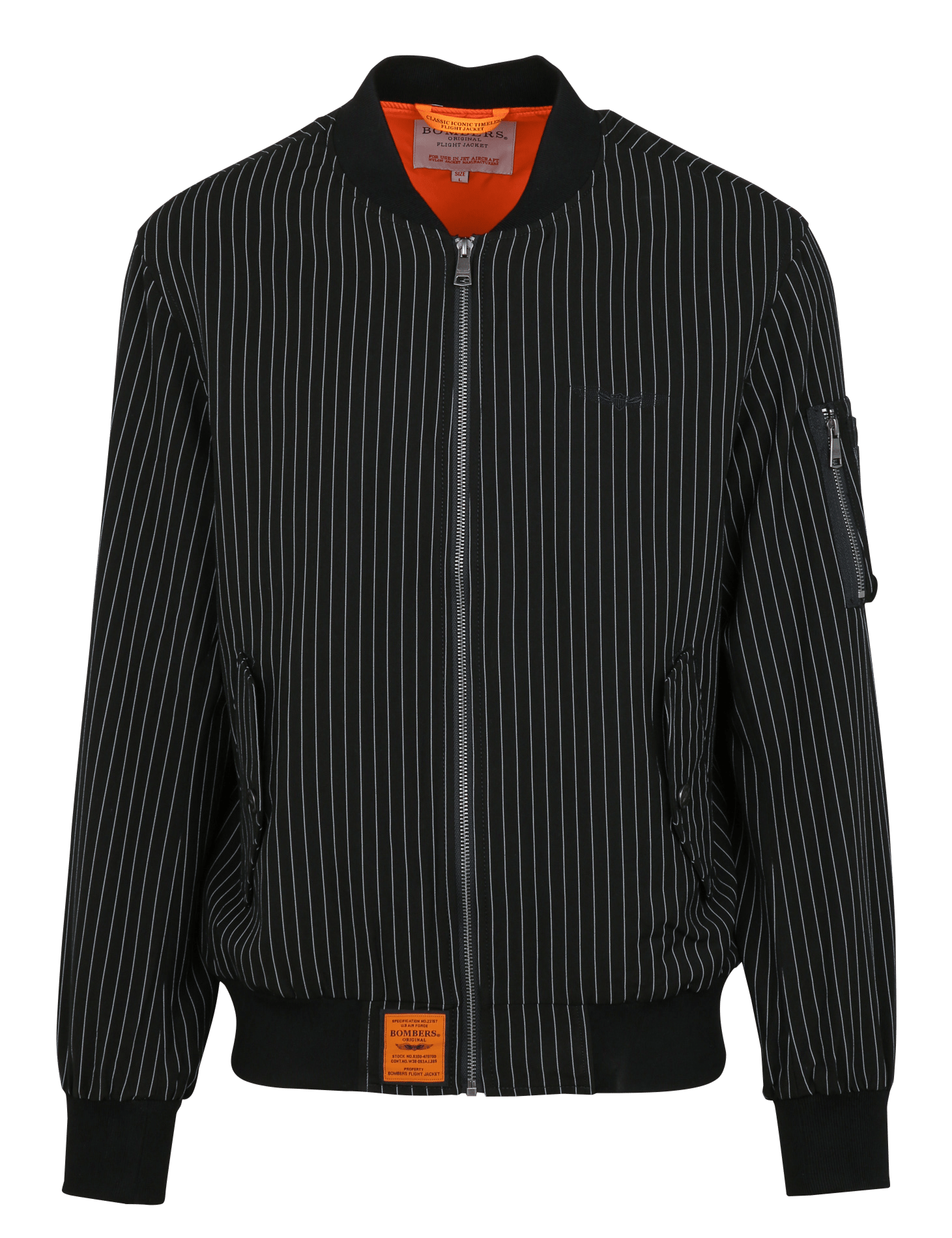 Straight zip-up jacket with stripes BOMBERS ORIGINAL Black