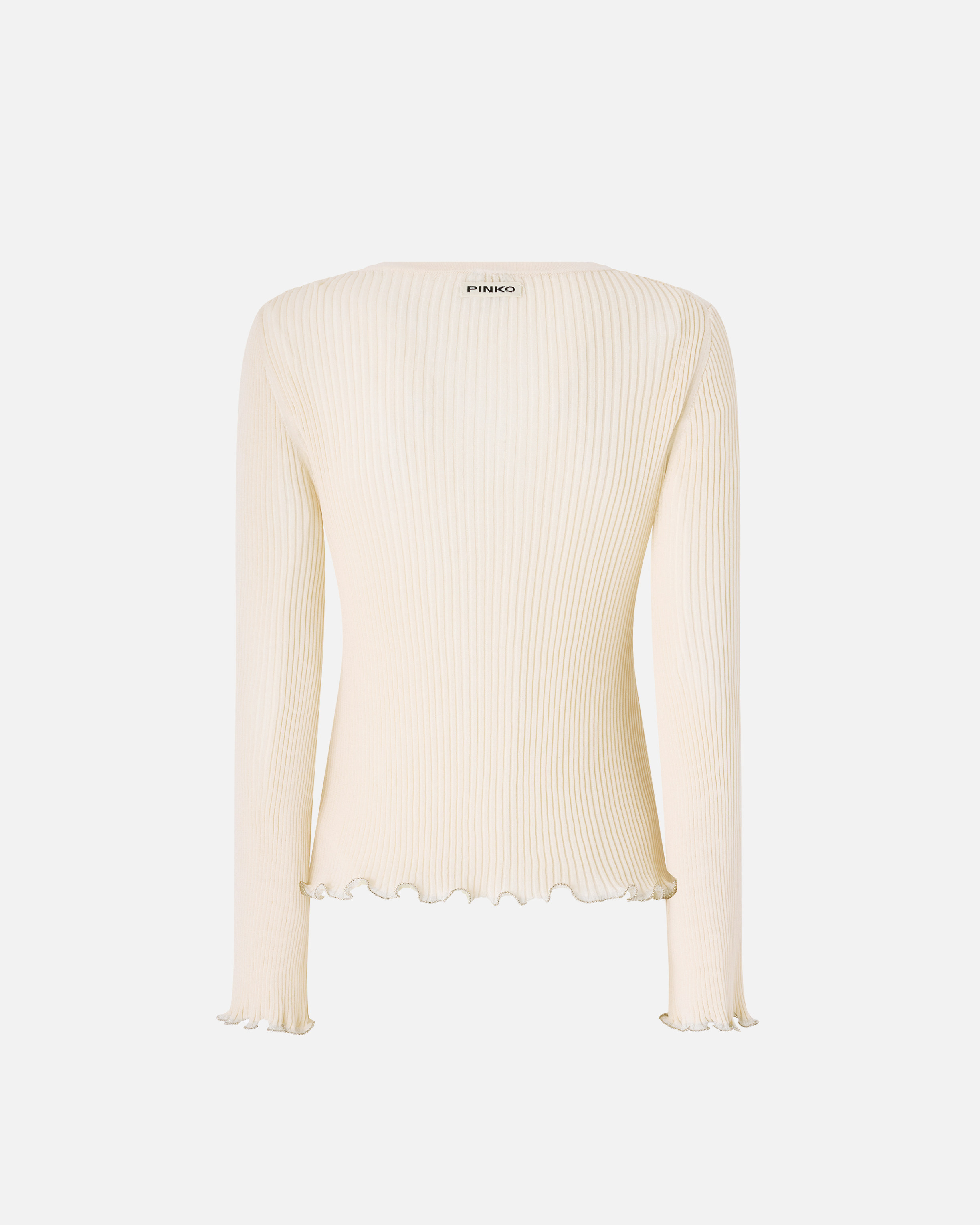 T-shirt côtelé à bords bijou PINKO Blanc