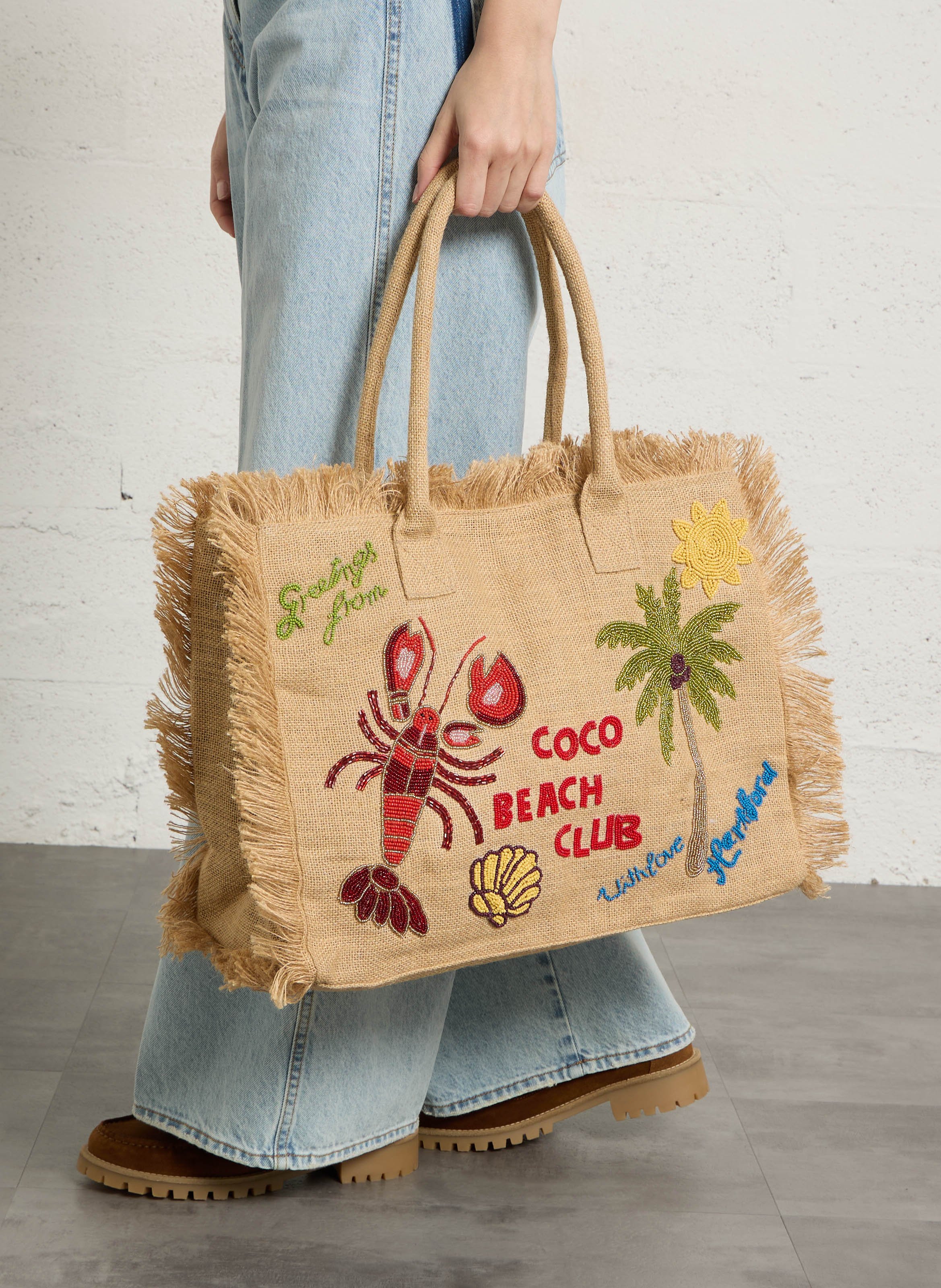 Einkaufstasche aus besticktem Jutestoff HARTFORD Mehrfarbig