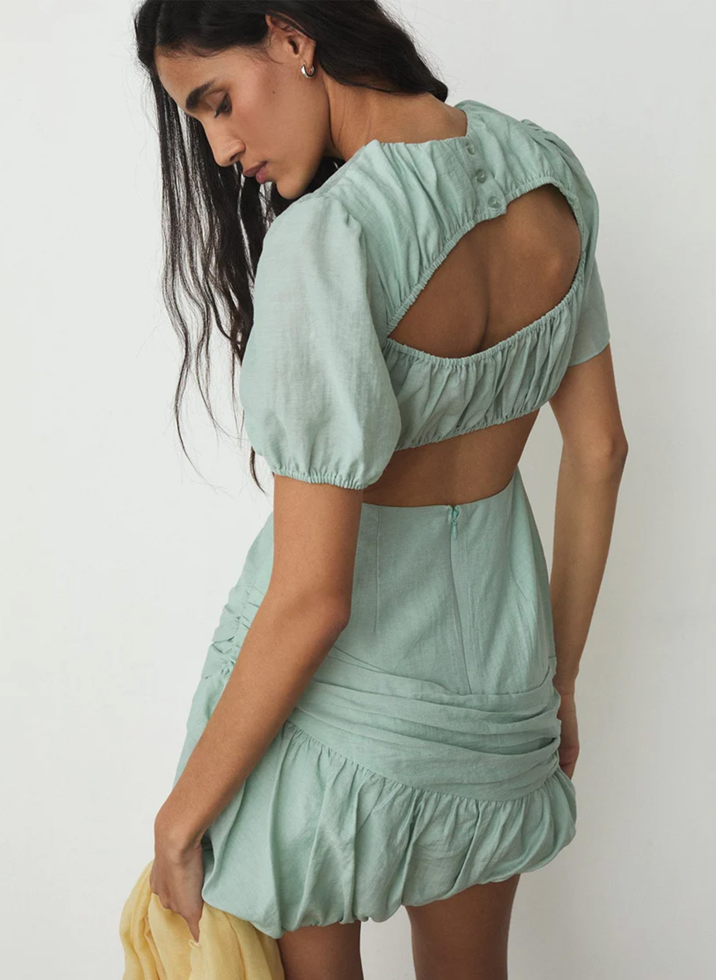 Kurzes Baumwollkleid mit Rundhalsausschnitt. LAAGAM Blau