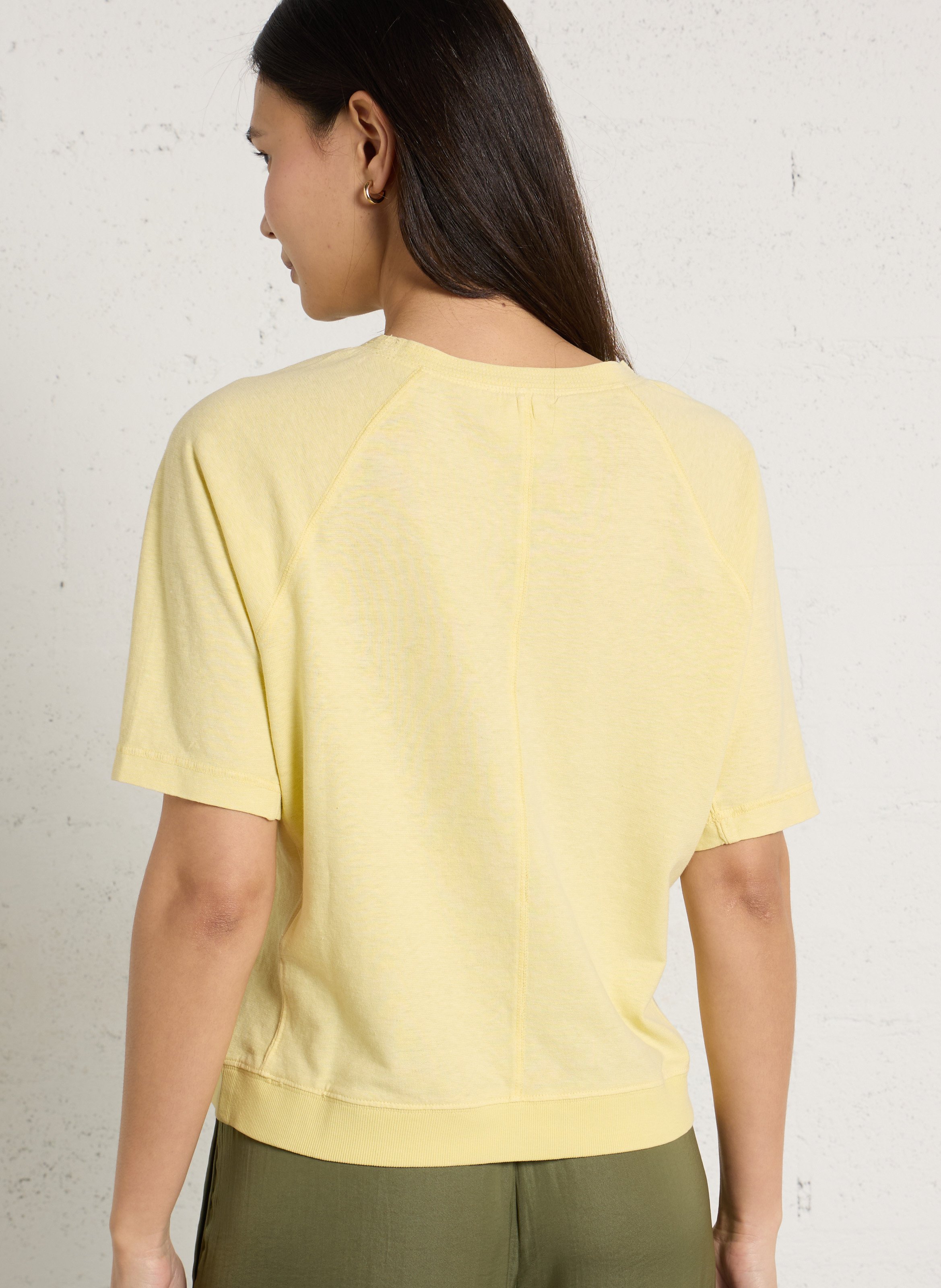 Effen T-shirt met ronde hals en korte mouwen MAISON 123 Geel