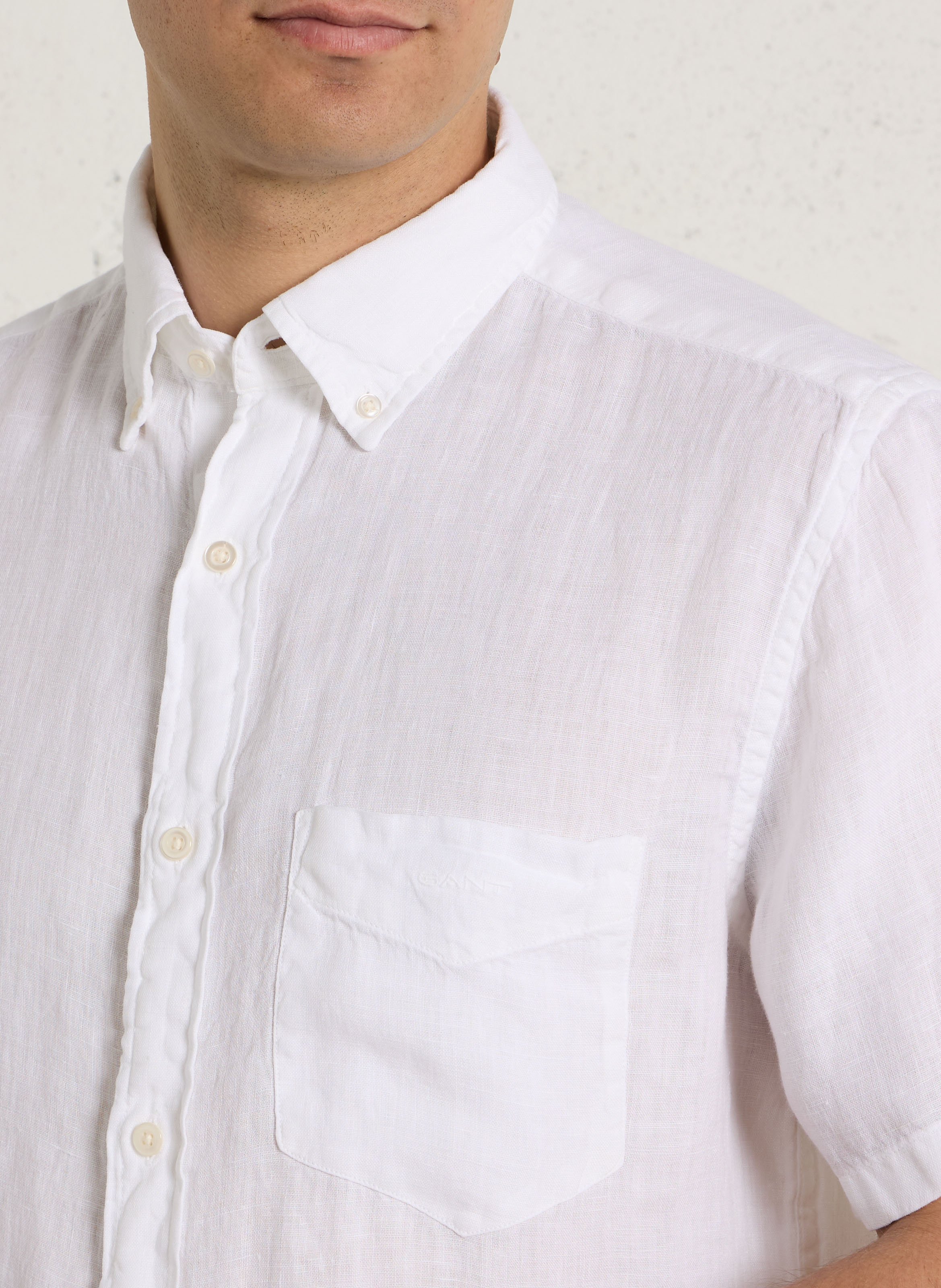 Chemise col classique en lin GANT Blanc
