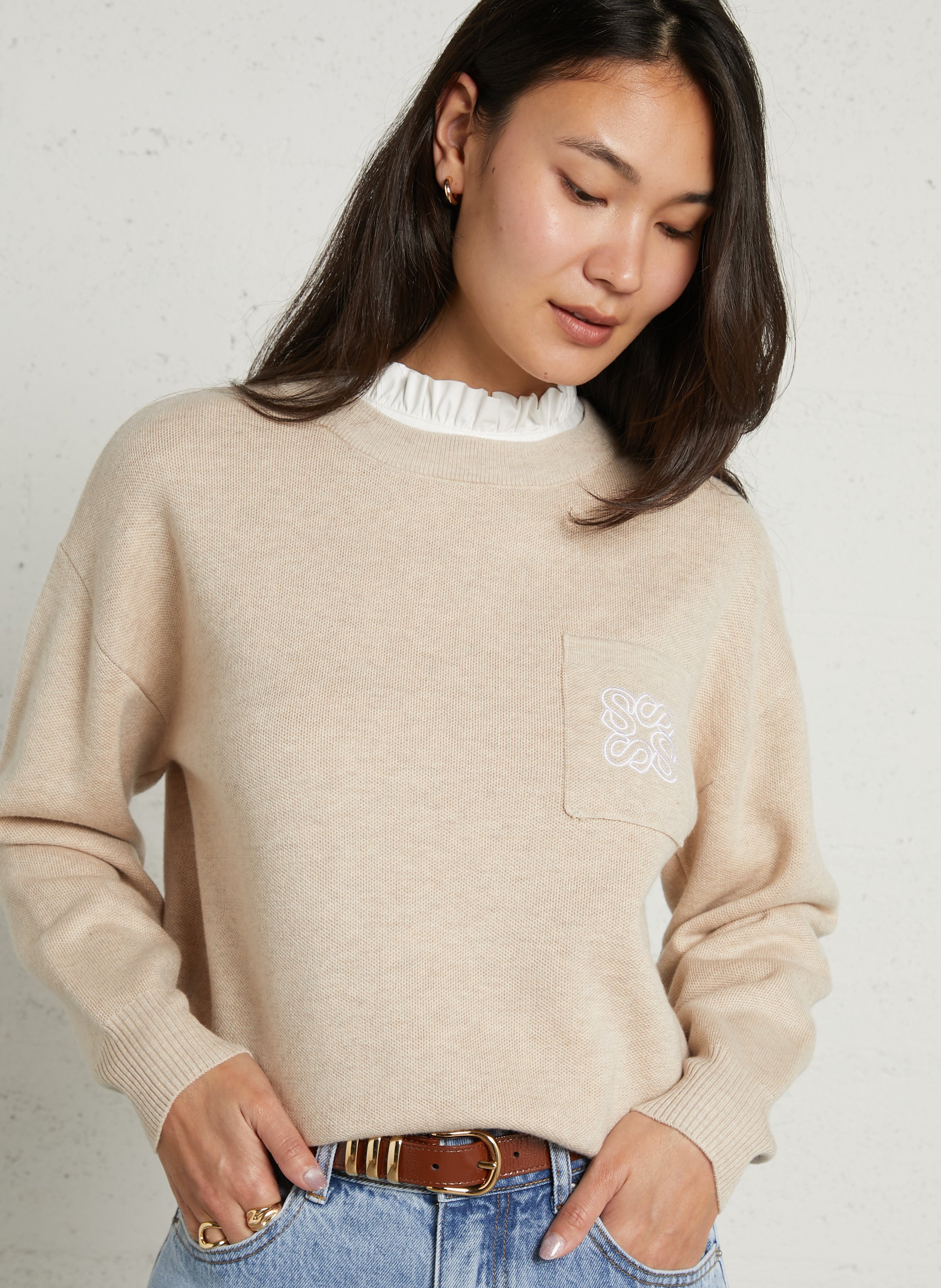 High-neck sweater SUNCOO Beige