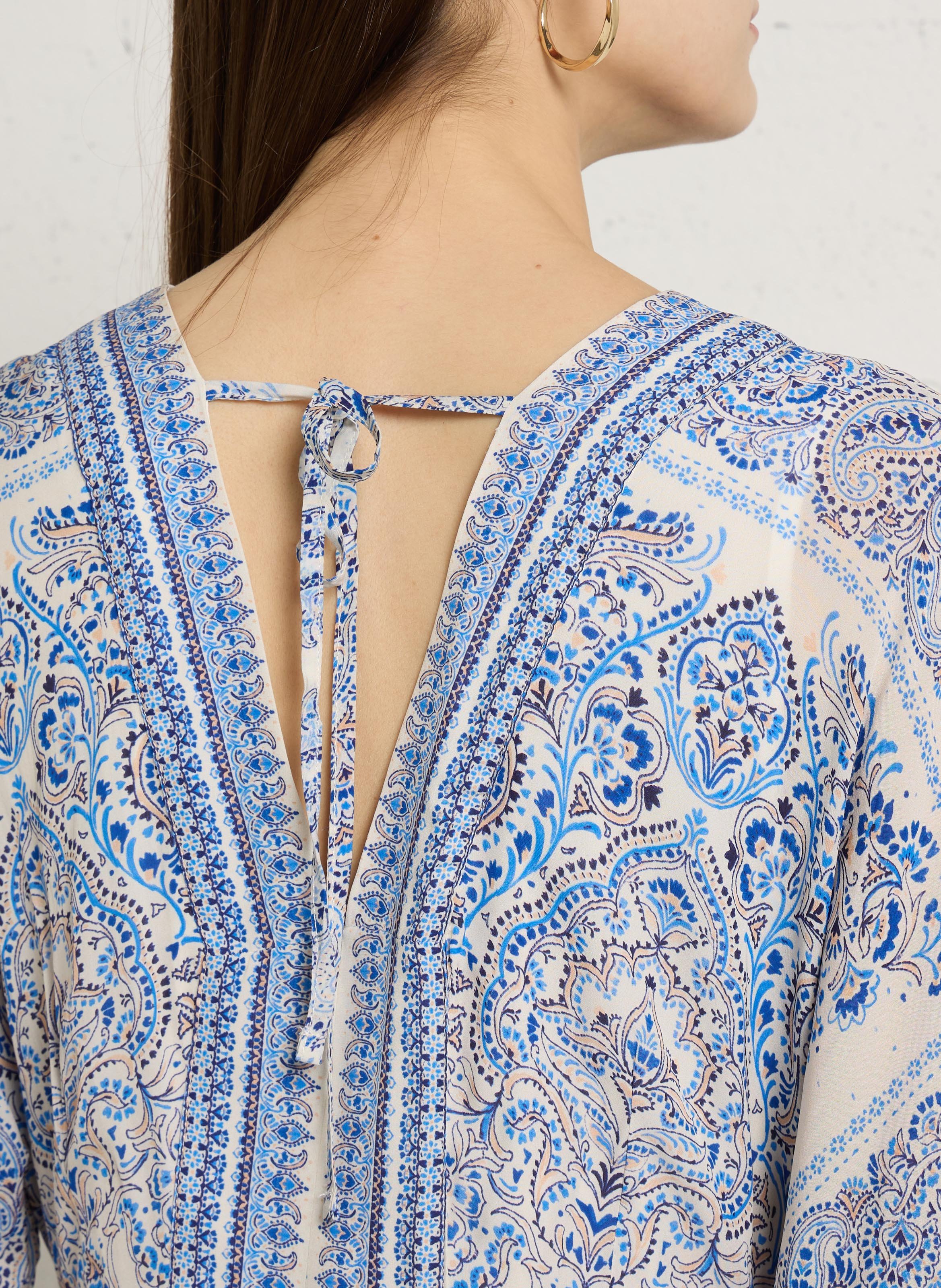 Robe longue col V imprimée MAISON 123 Bleu