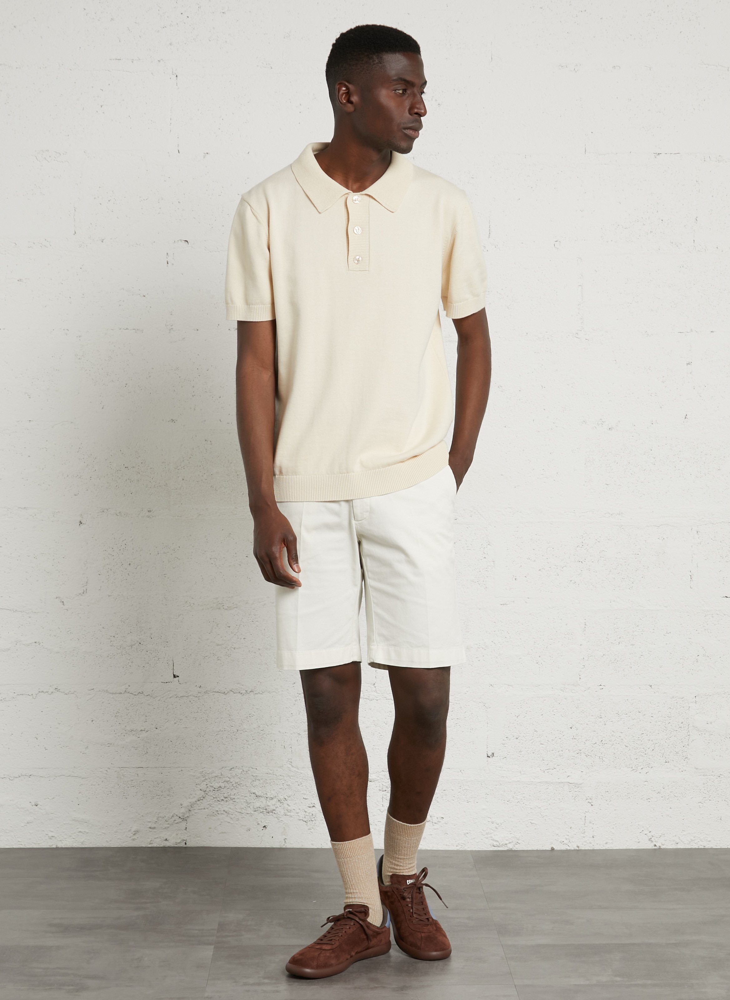 Polo droit en coton AU PRINTEMPS PARIS Beige