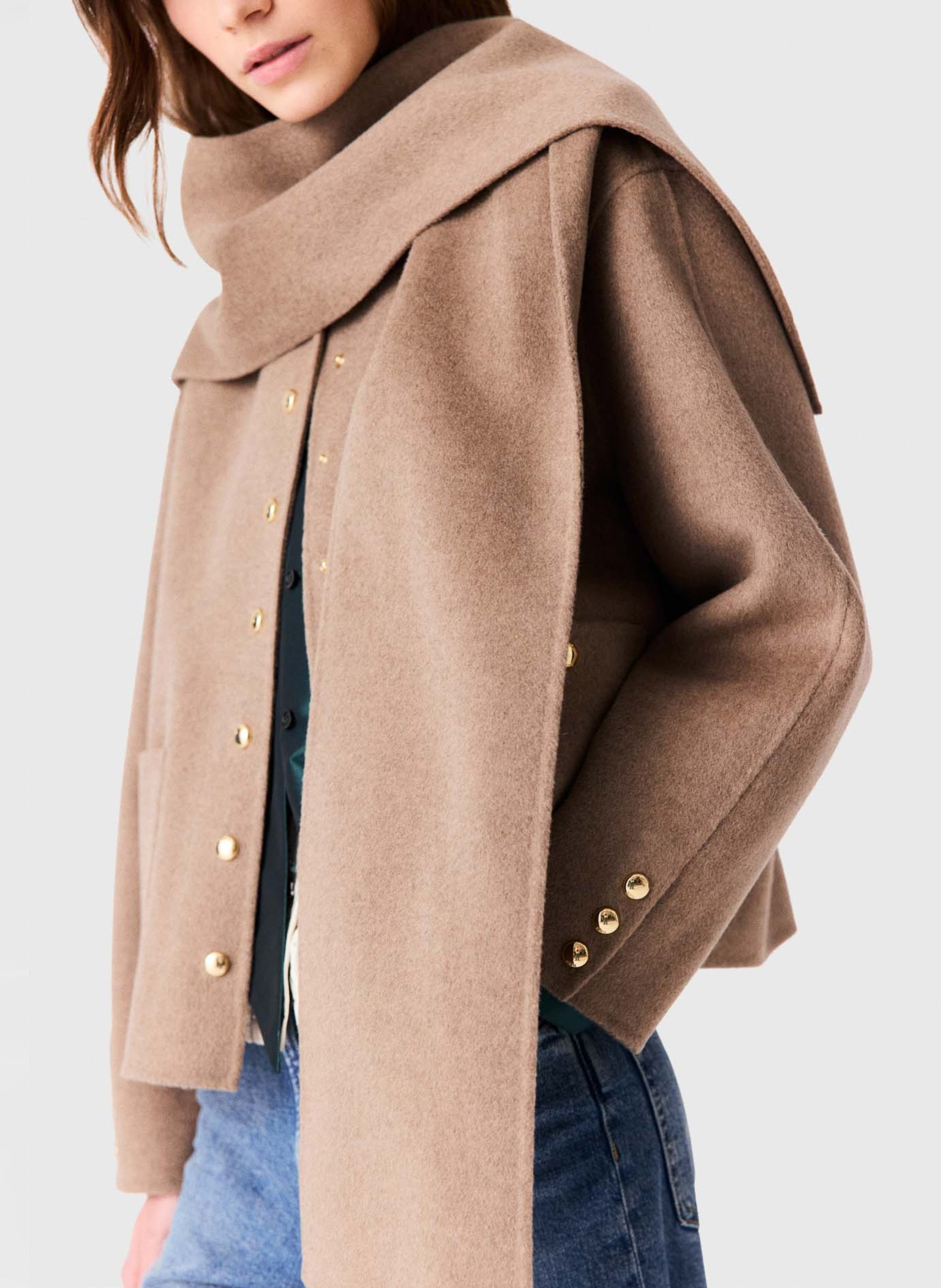 Veste ample en laine mélangée MAJE Beige