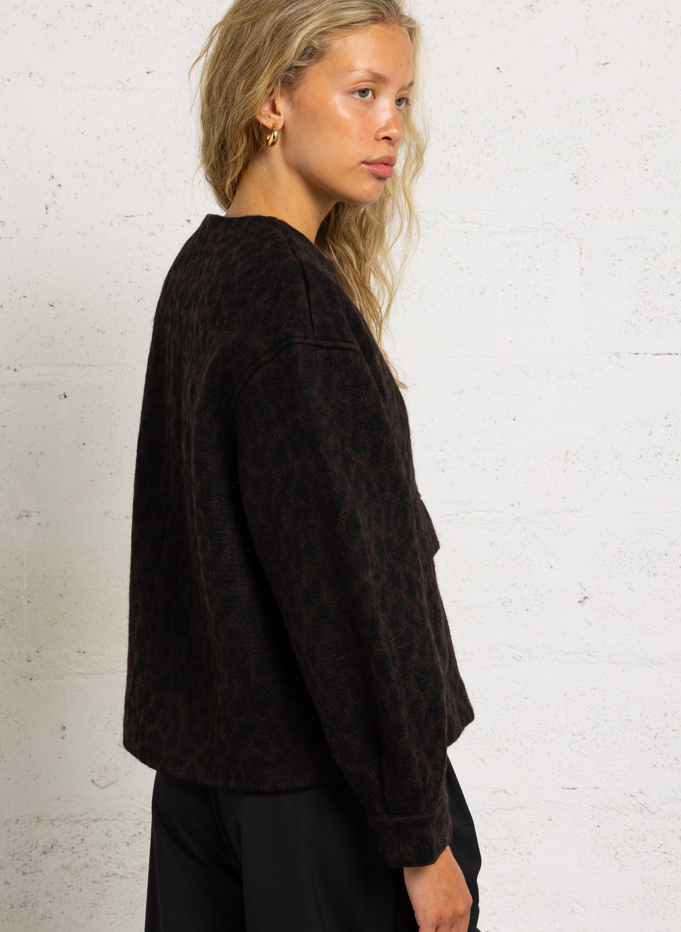 Oversize-Leopardmuster-Jacke DES PETITS HAUTS Braun