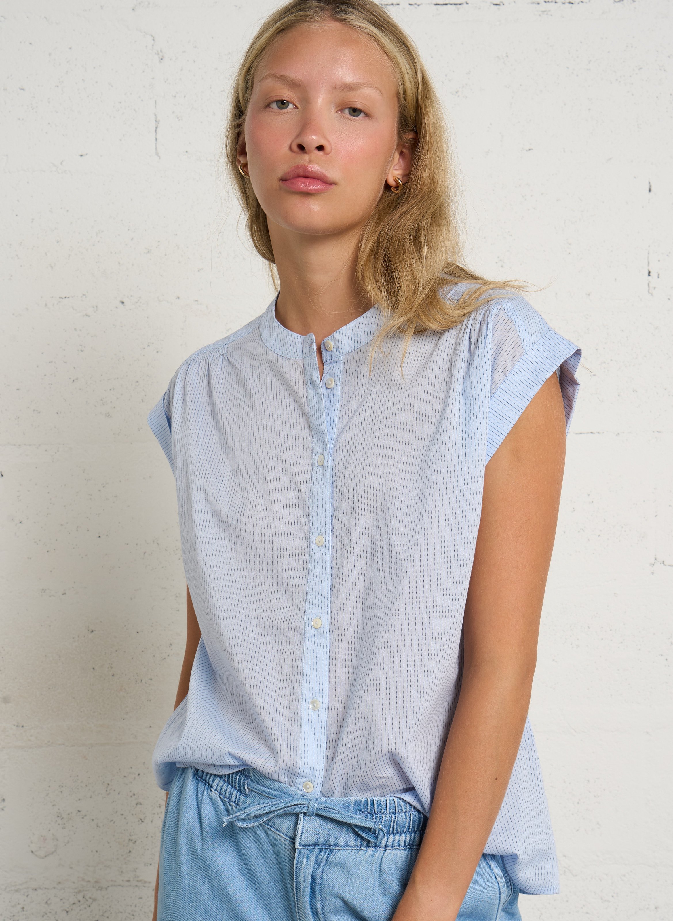 Straight cotton shirt MAISON 123 Blue