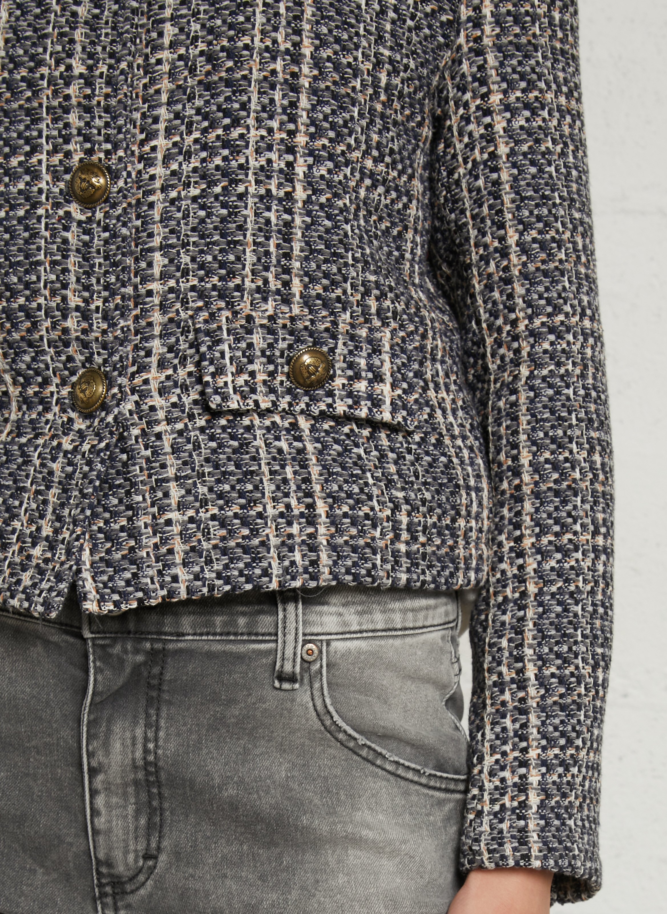 High-neck cotton-blend jacket PLEASE Grey
