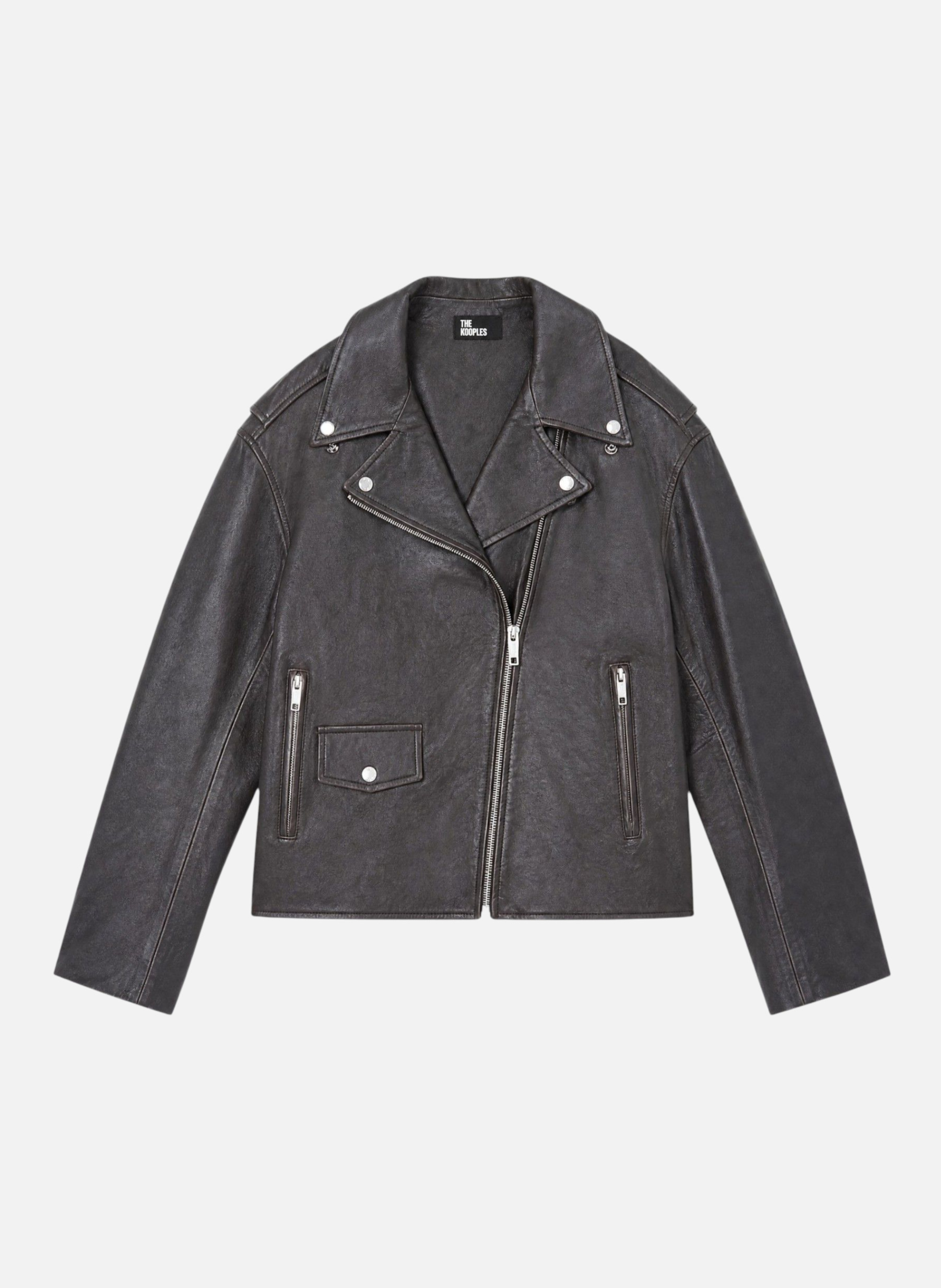 Brown leather jacket THE KOOPLES Brown