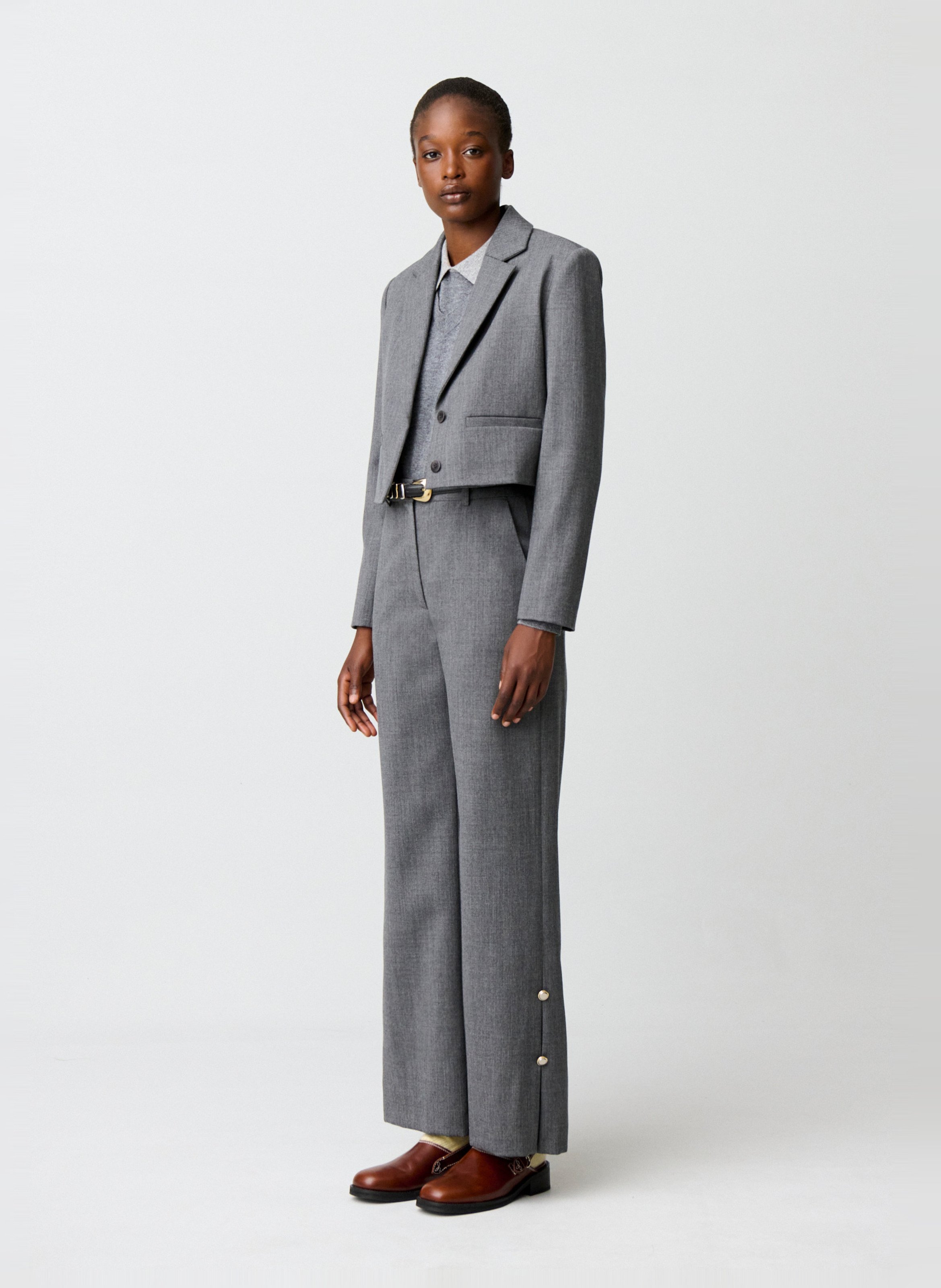 Pantalon évasé en laine CLAUDIE PIERLOT Gris