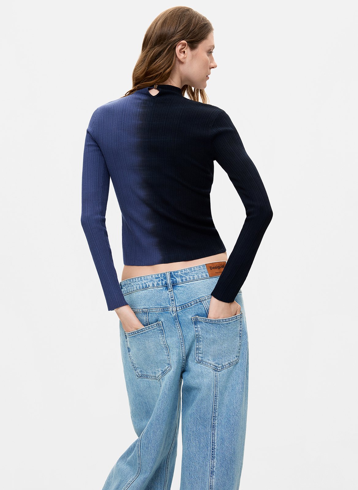 Pull col rond bicolor  DESIGUAL Bleu