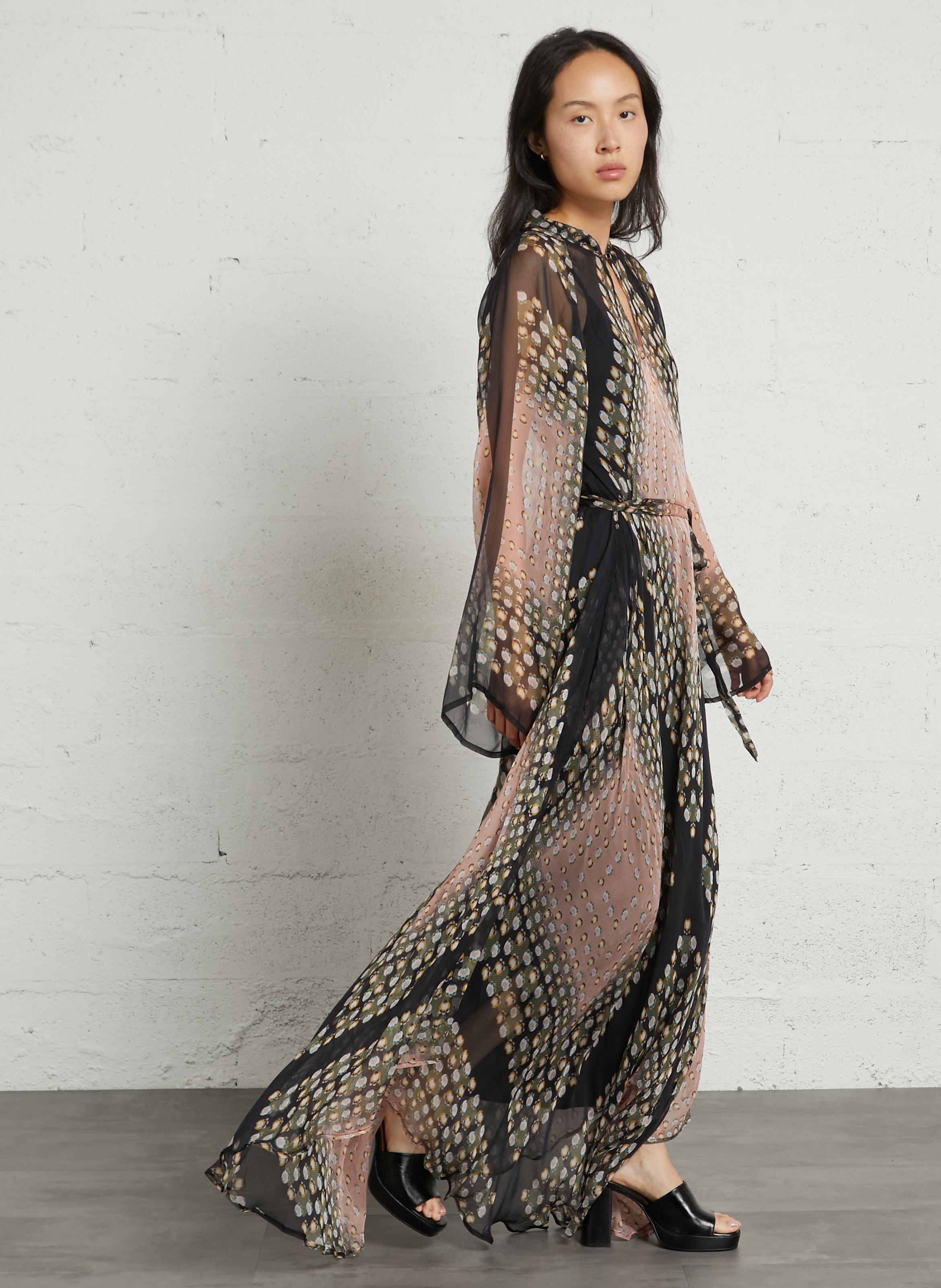 Robe longue ceinturée transparente MES DEMOISELLES Noir