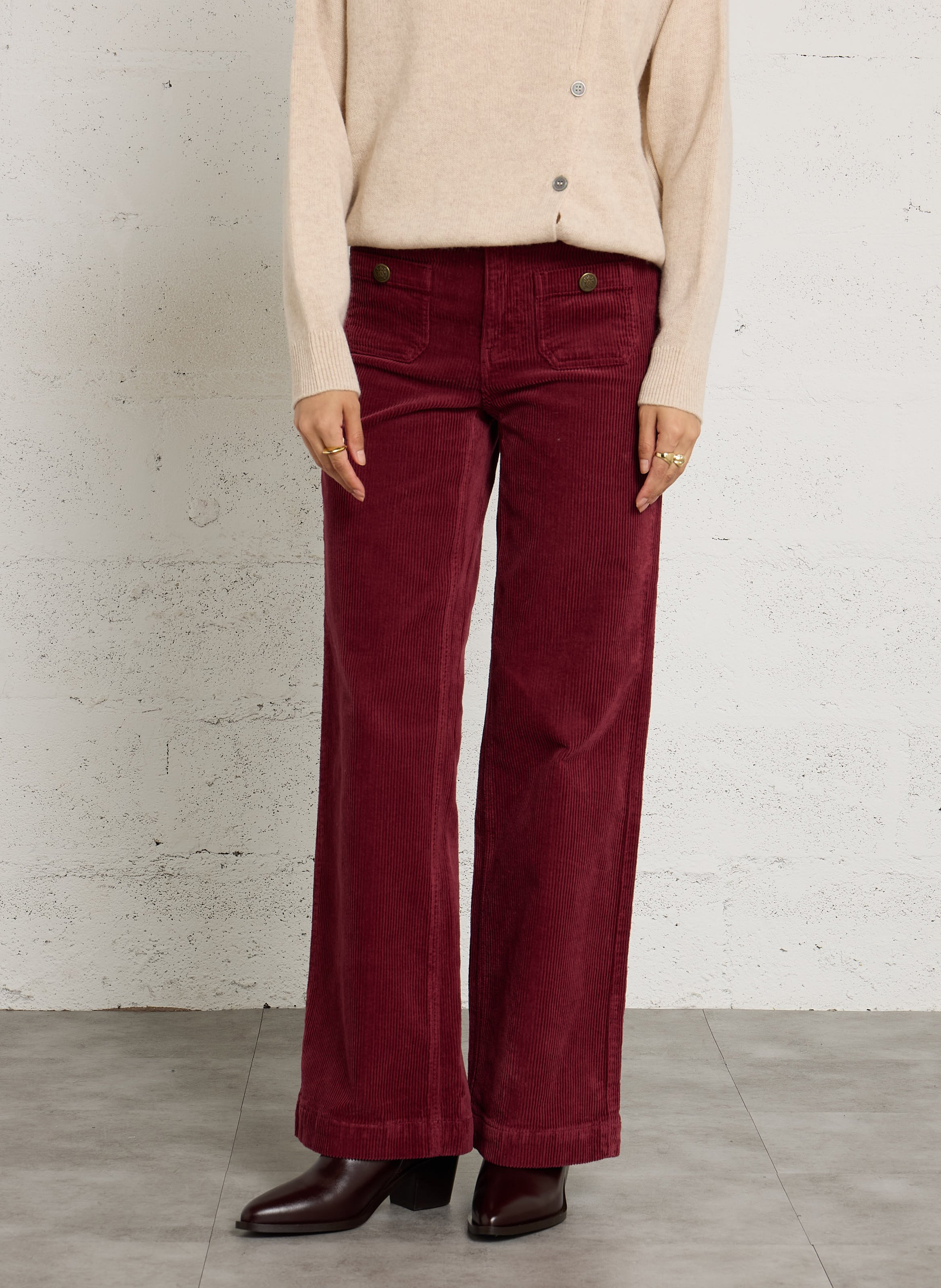 Wide-leg cotton-blend pants MAISON 123 Red