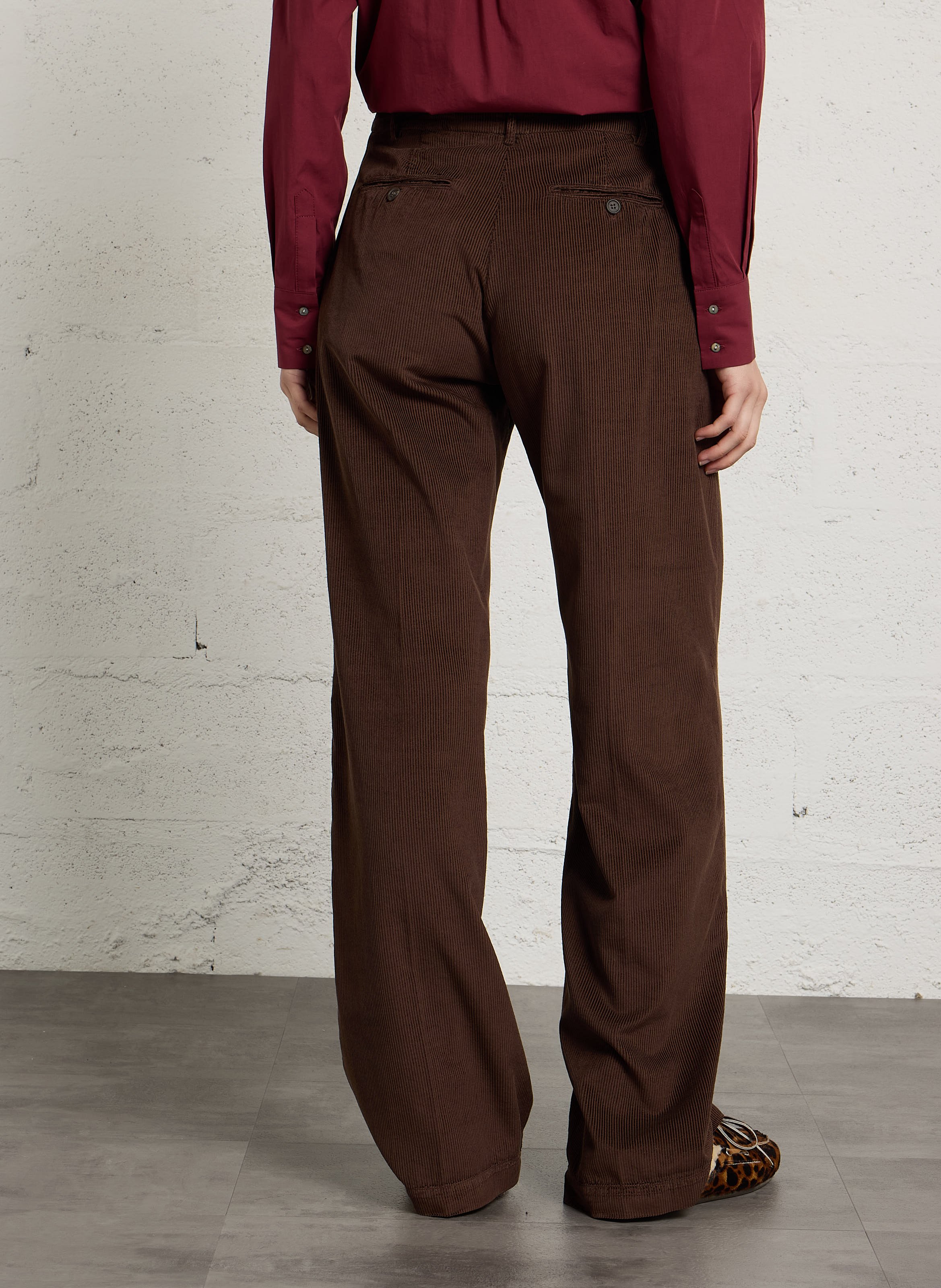 Pantalon large en velours côtelé HARTFORD Marron