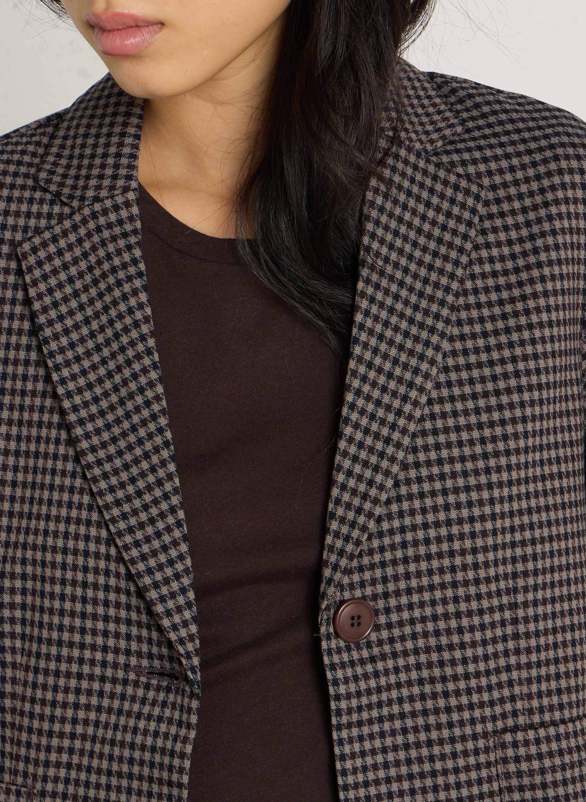 Fitted Houndstooth Blazer NICE THINGS Brown