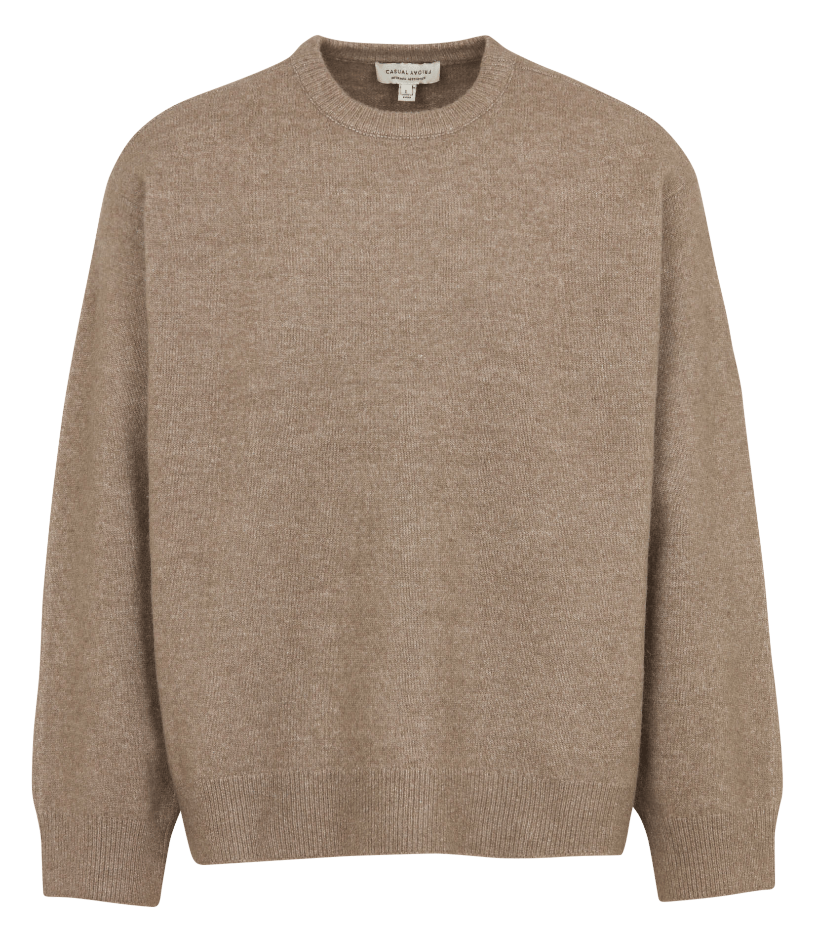 Wijde trui van tricotmix met ronde hals CASUAL FRIDAY Kaki