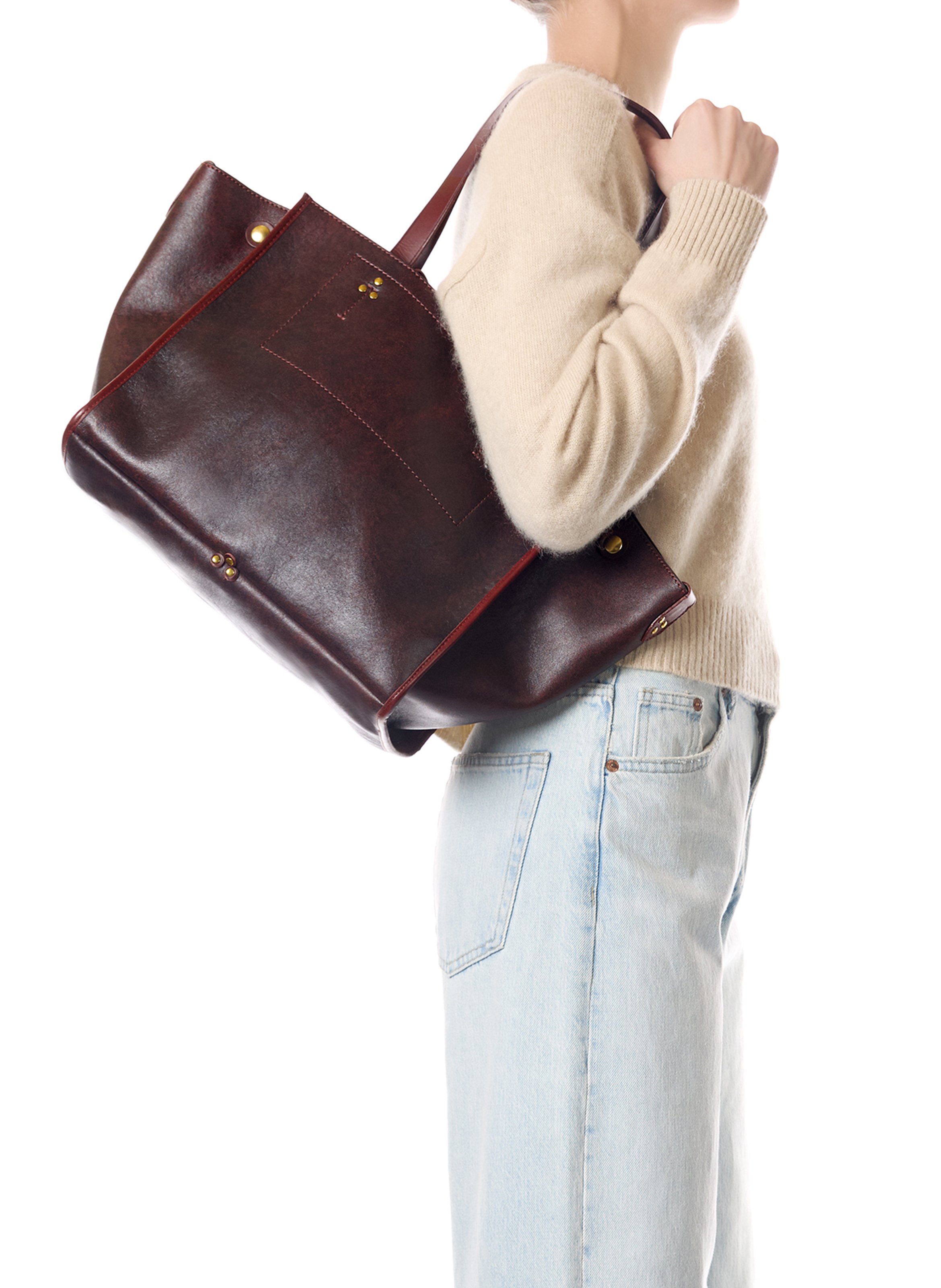 Leather tote bag JEROME DREYFUSS Red