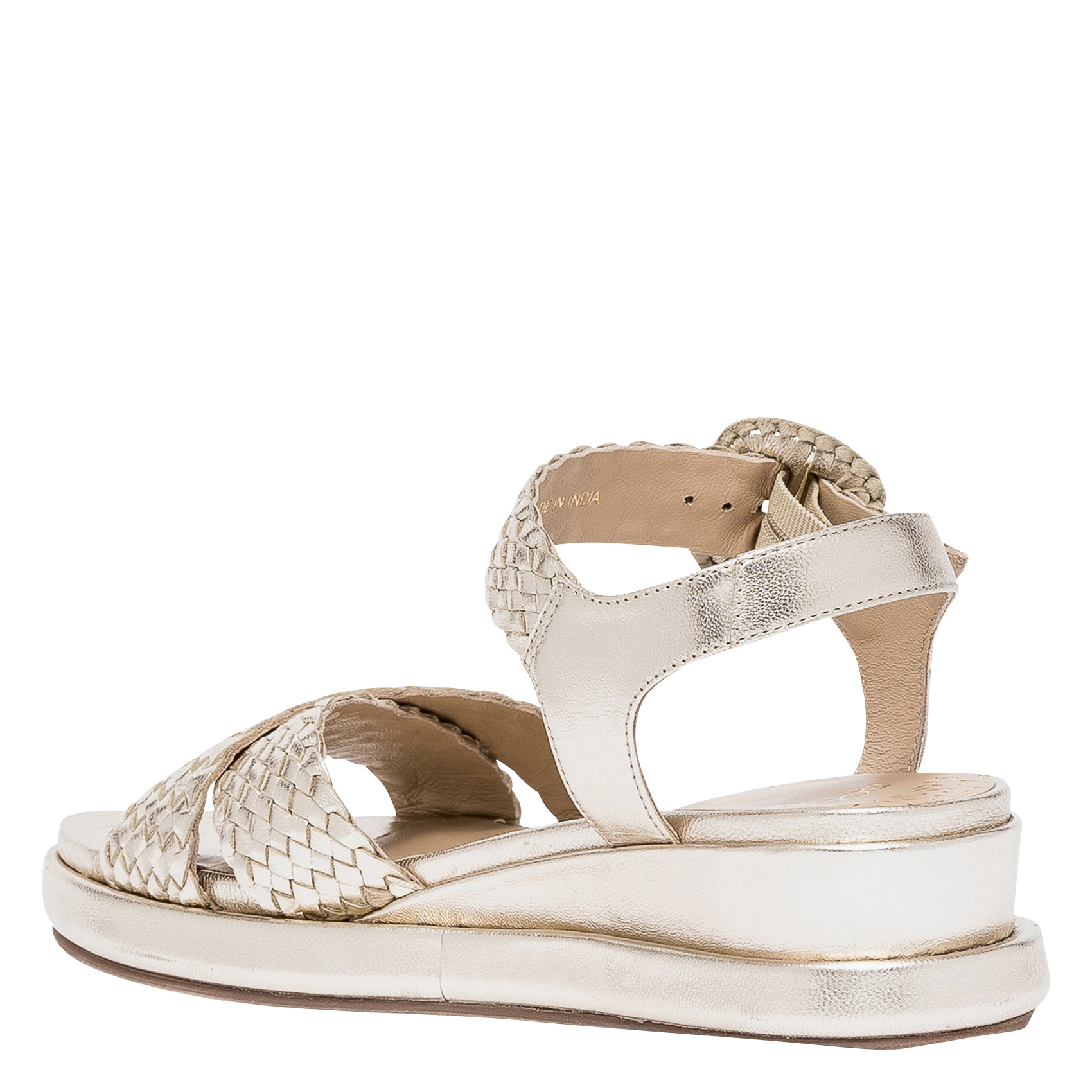 Flache Sandalen aus Flechtleder BOCAGE Golden