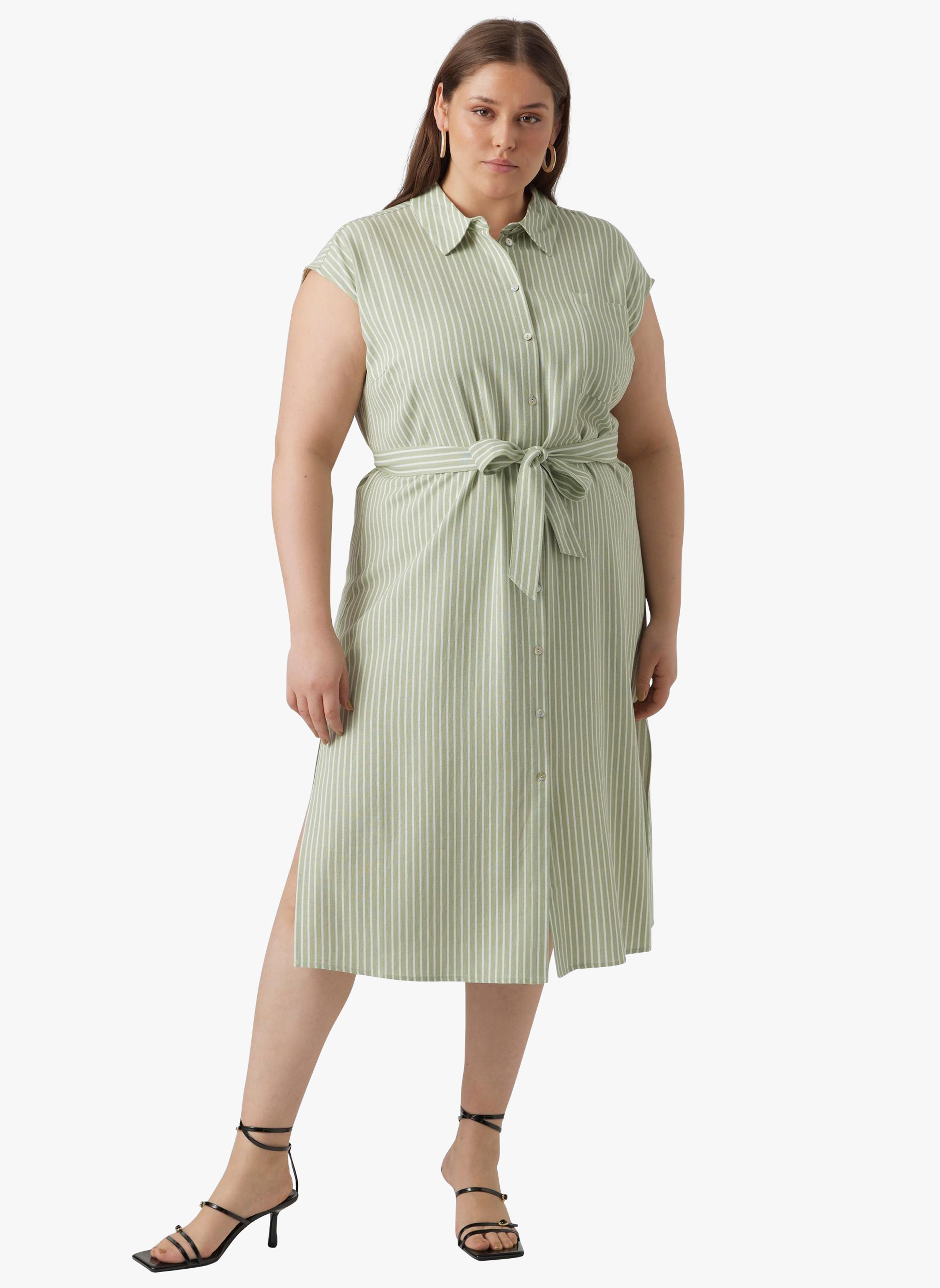 Robe chemise droite à rayures VERO MODA CURVE Vert
