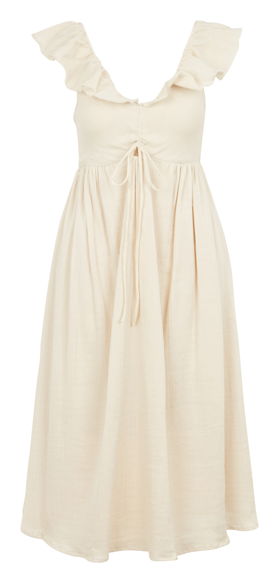 Round-neck cotton midi dress BELLEPIECE Beige