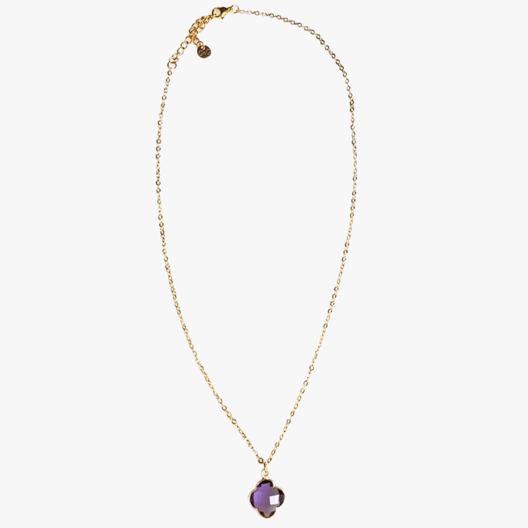 Amethyst clover necklace GINANDGER Purple