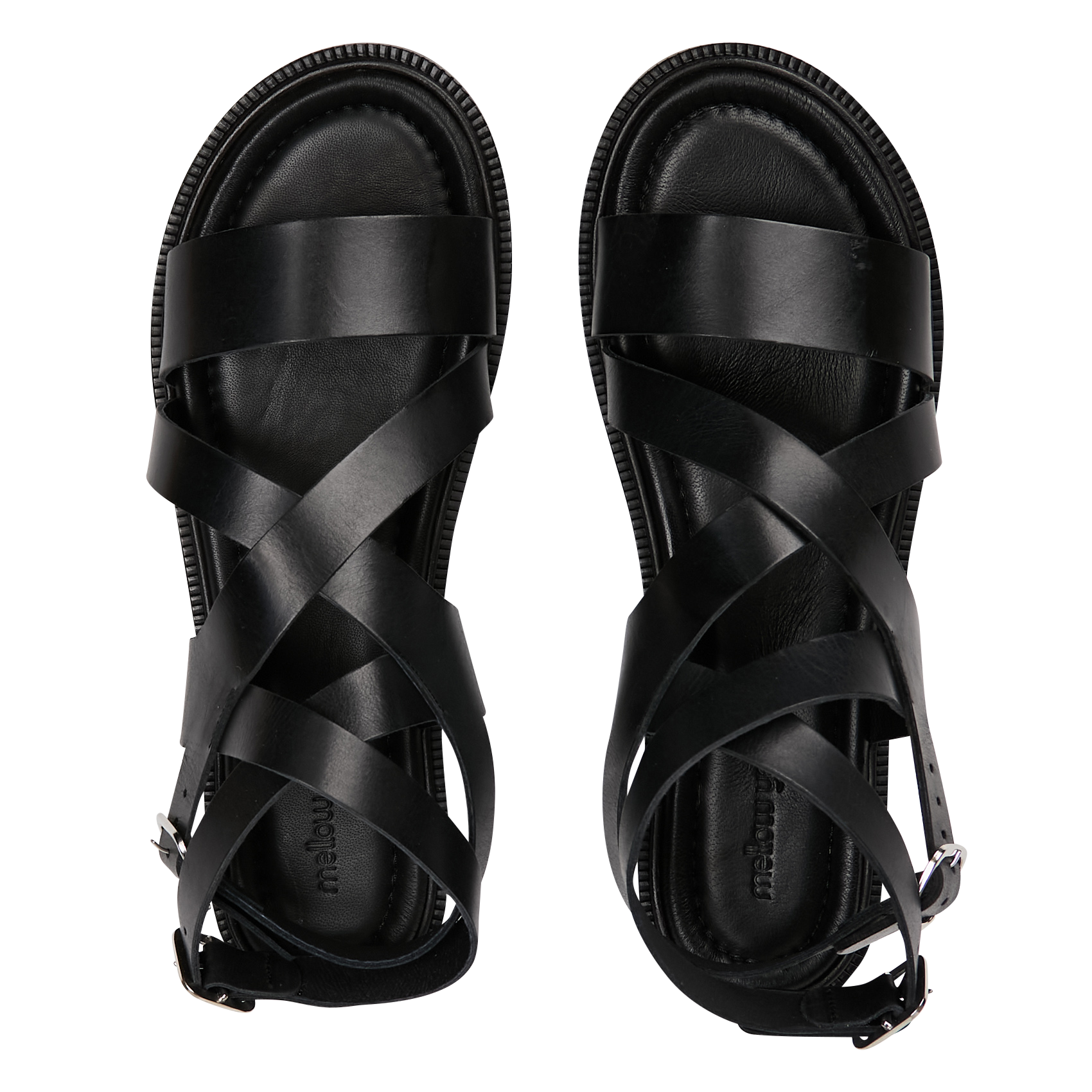 Flat leather sandals MELLOW YELLOW Black